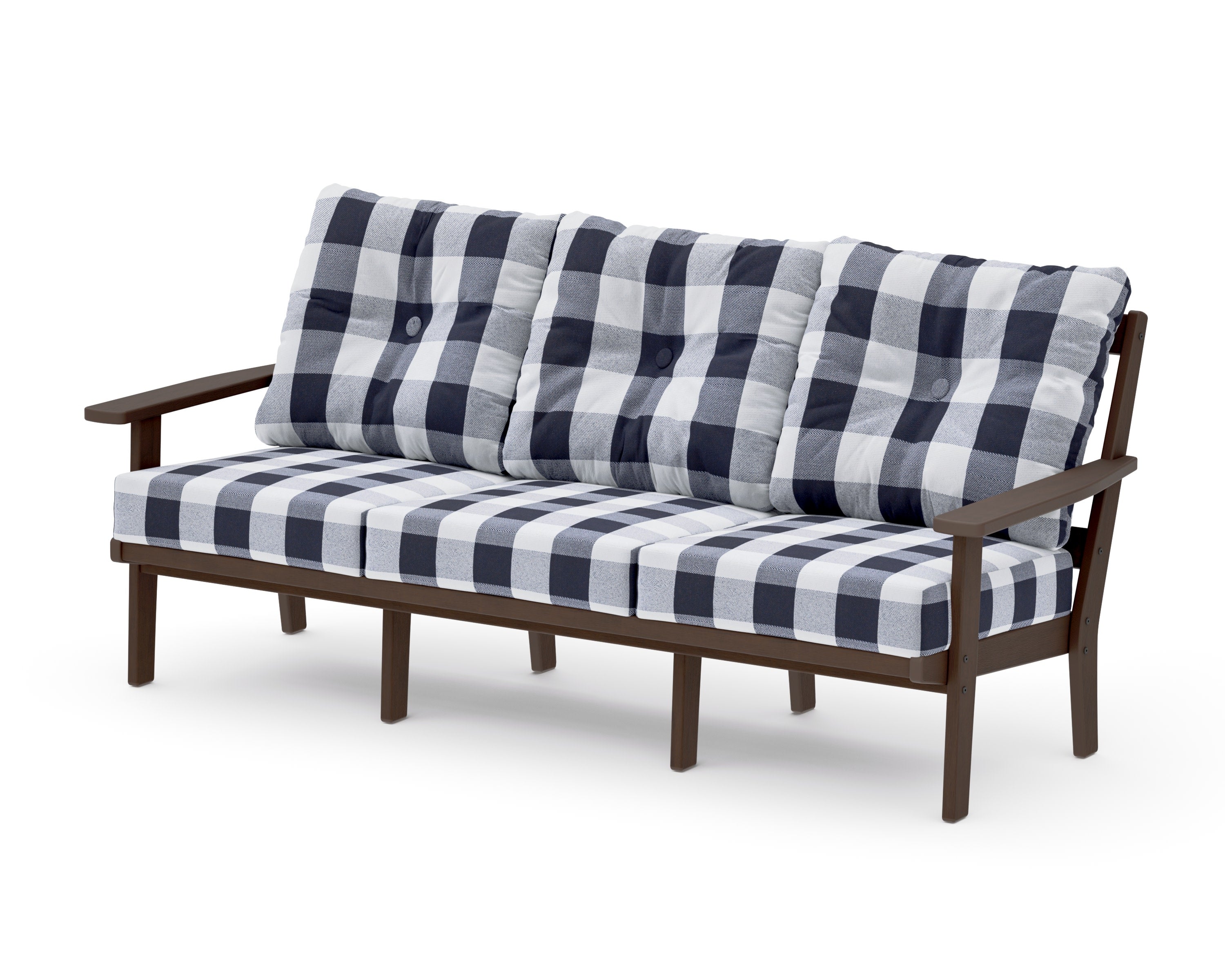 Oxford Deep Seating Sofa in Kona / Buffalo Plaid Navy