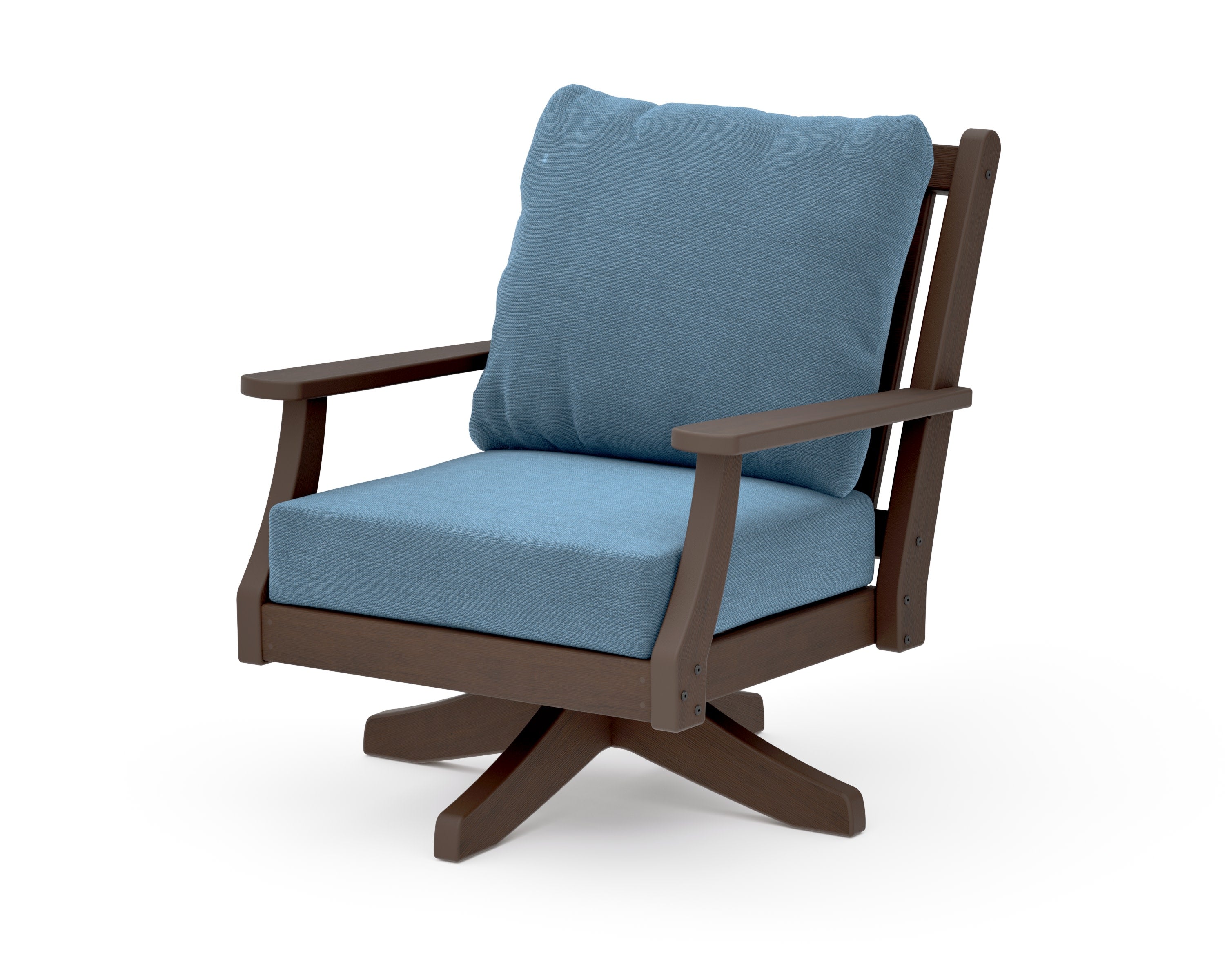Wovendale Deep Seating Swivel Chair in Kona / Sky Blue