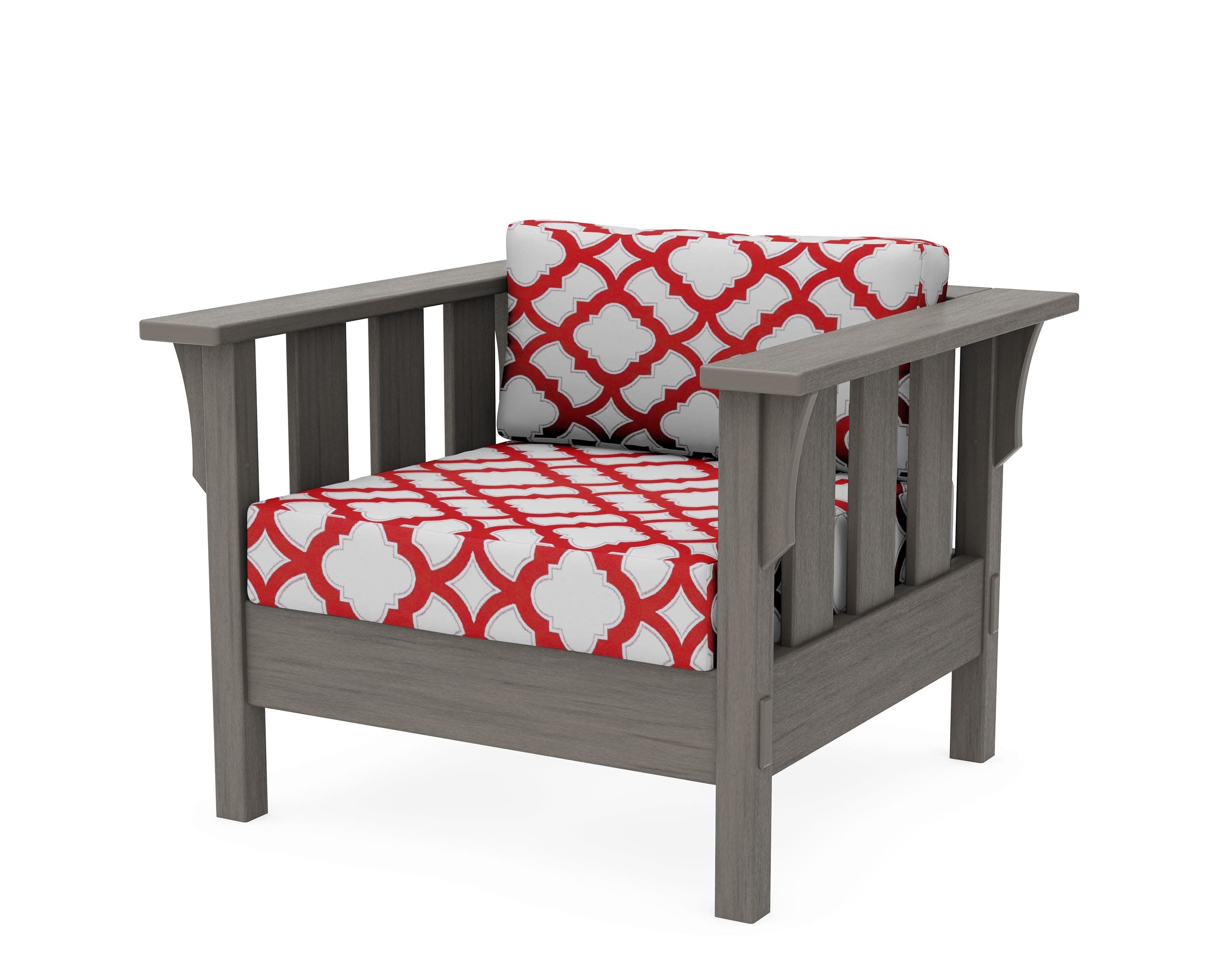 Acadia Deep Seating Chair in Driftwood / Trellis Crimson