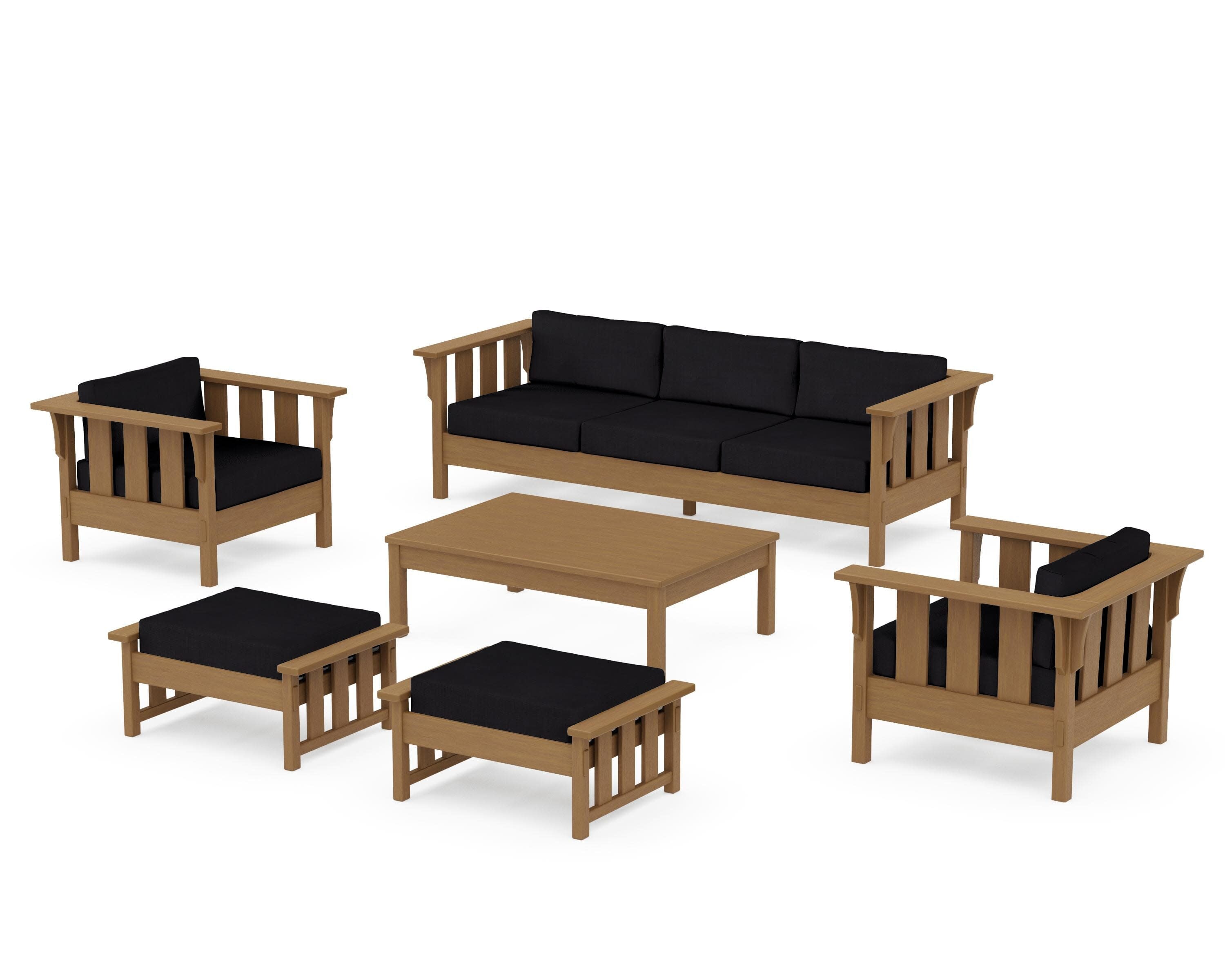 Acadia 6-Piece Lounge Sofa Set in Natural / Midnight Linen
