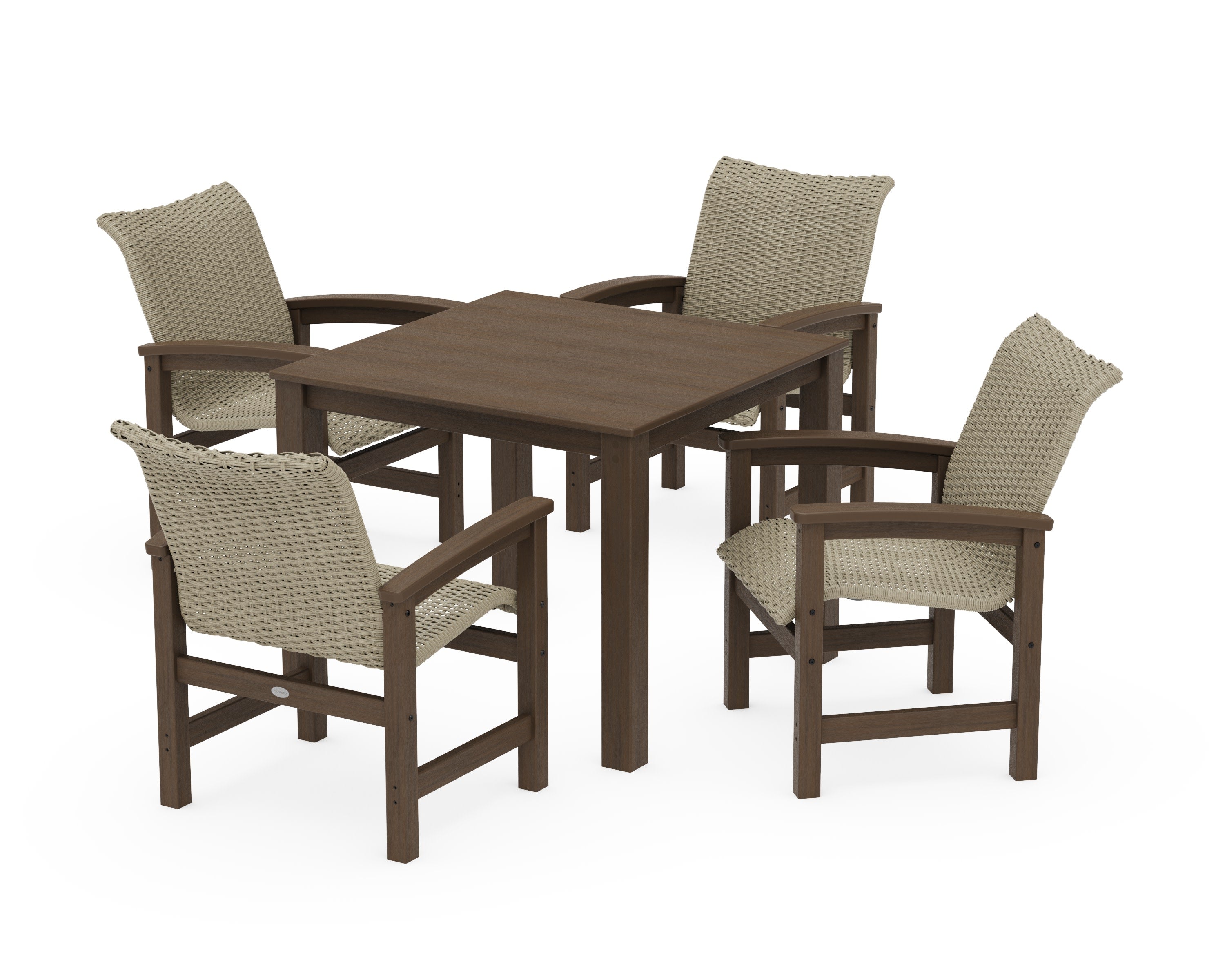 Coastal Woven 5-Piece Parsons Dining Set in Kona / Dune Grass