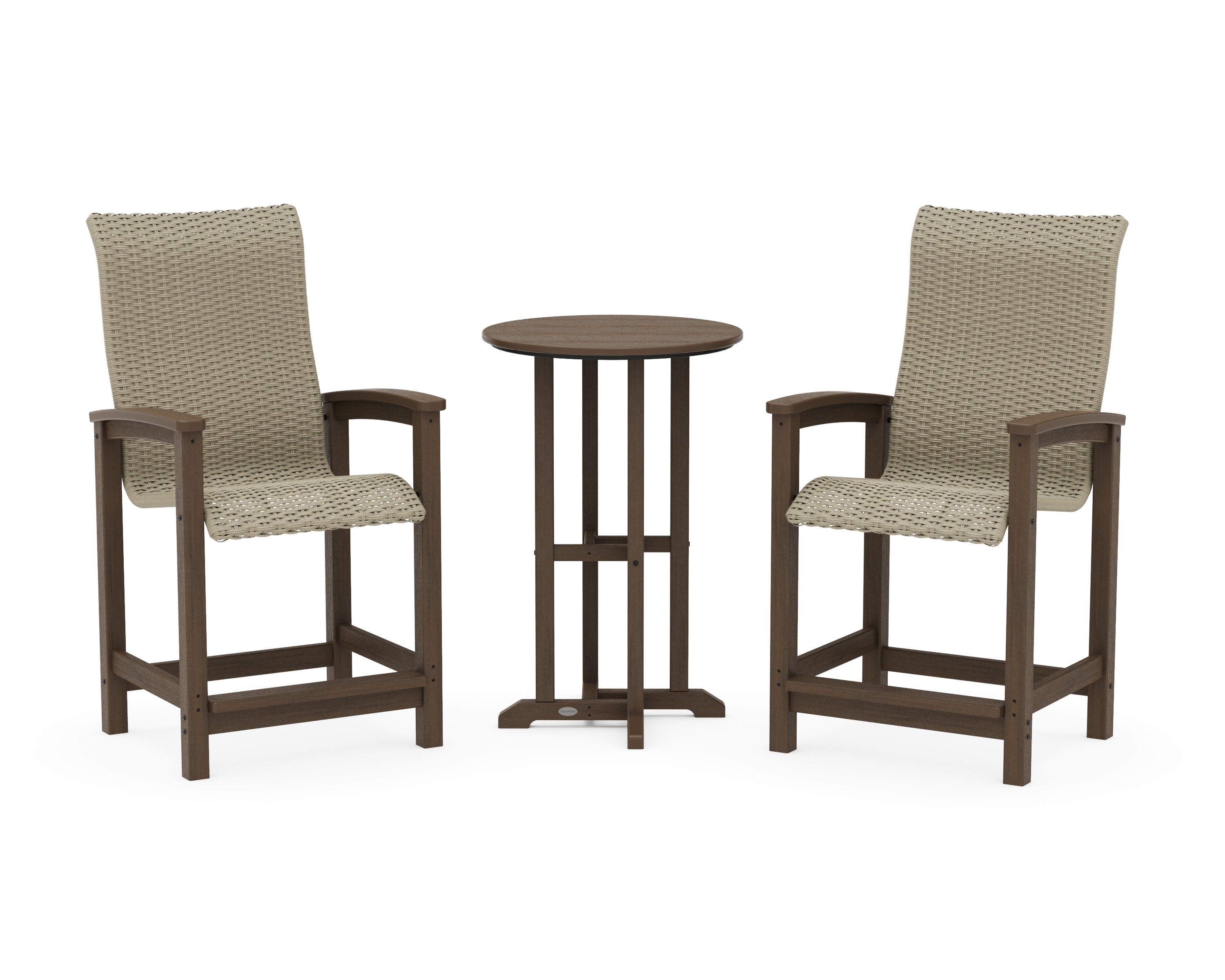Coastal Woven High-Back 3-Piece Farmhouse Counter Set in Kona / Dune Grass