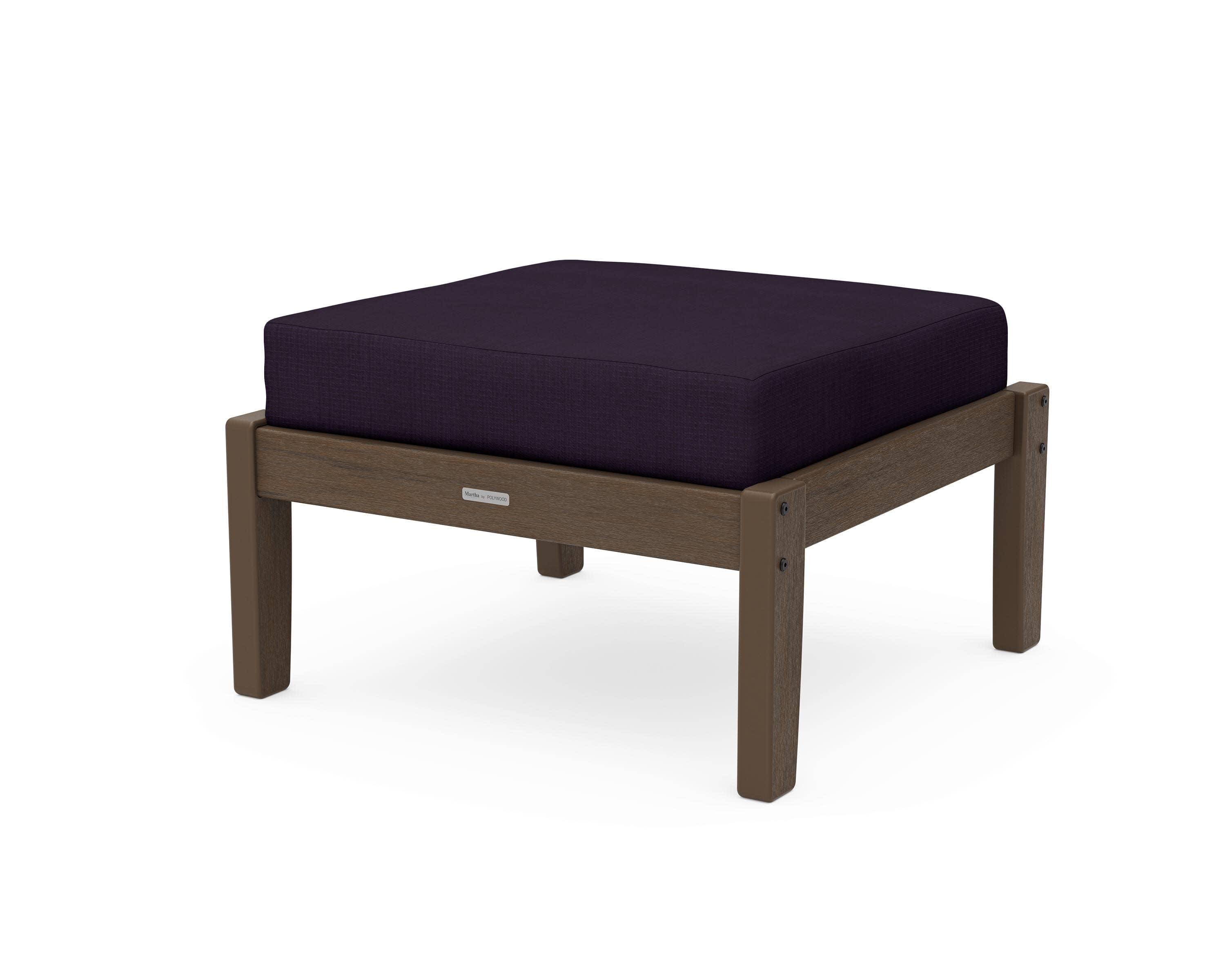 Chinoiserie Deep Seating Ottoman in Kona / Navy Linen