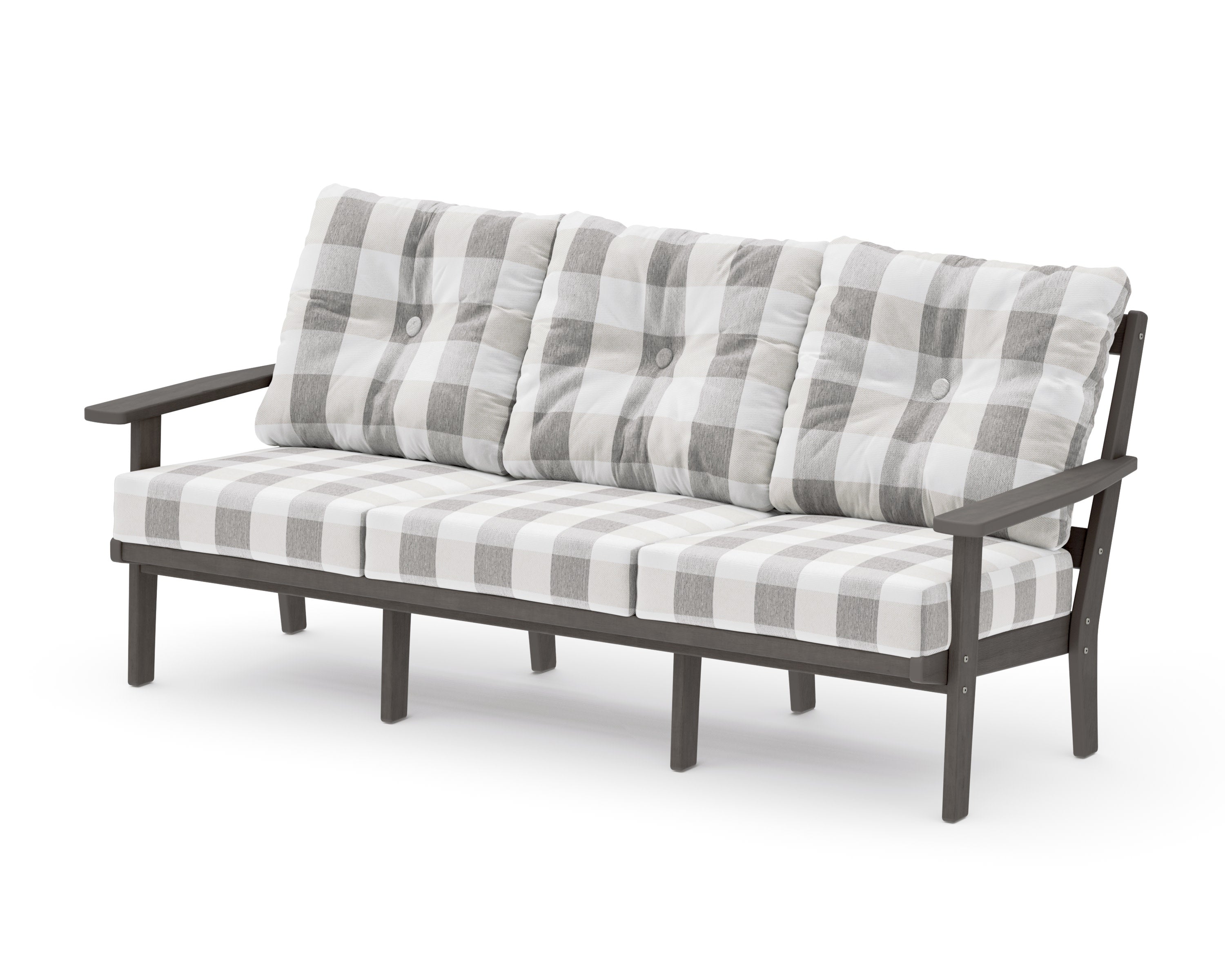 Oxford Deep Seating Sofa in Driftwood / Buffalo Plaid Grey Mist