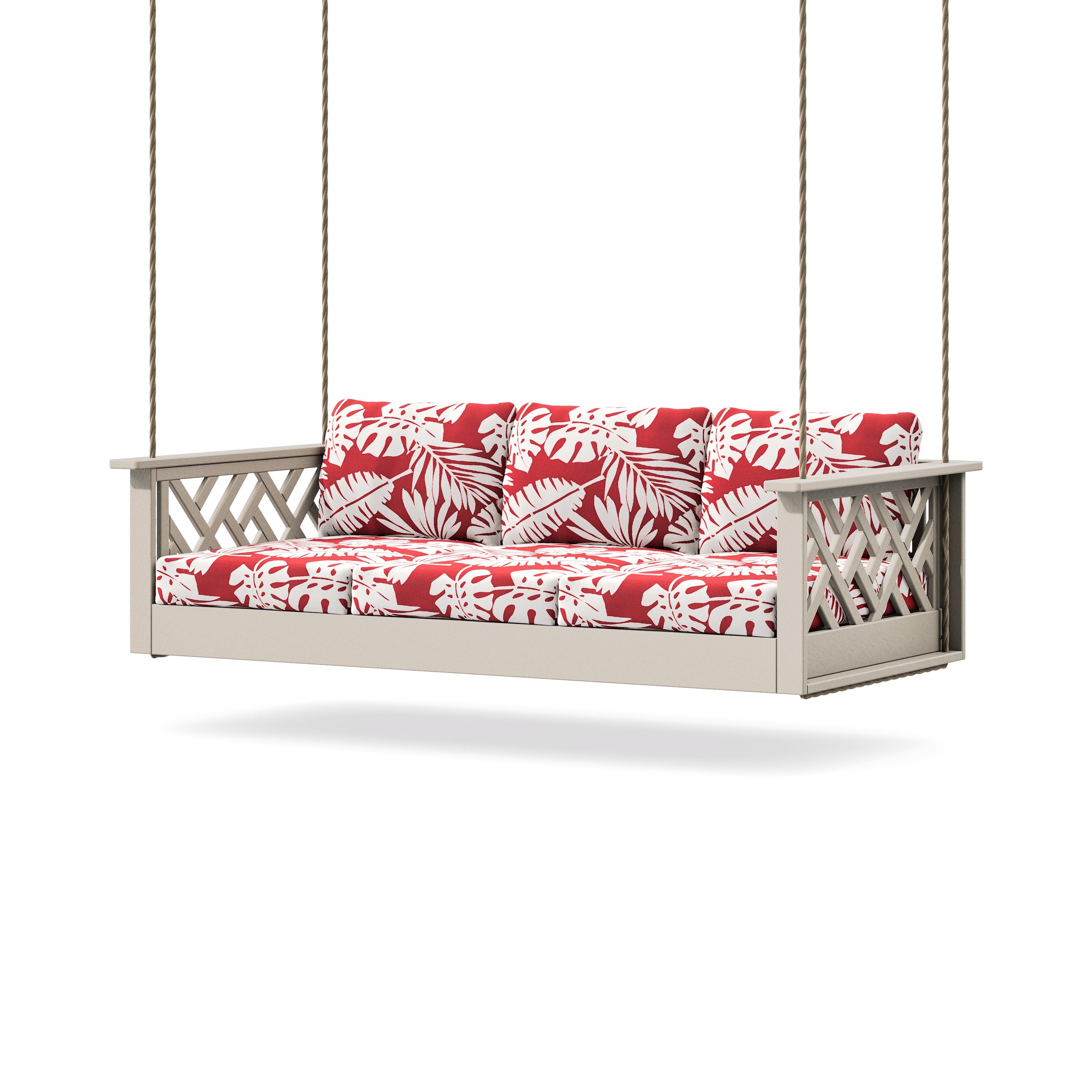 Chippendale Daybed Swing in Sand / Leaf Crimson