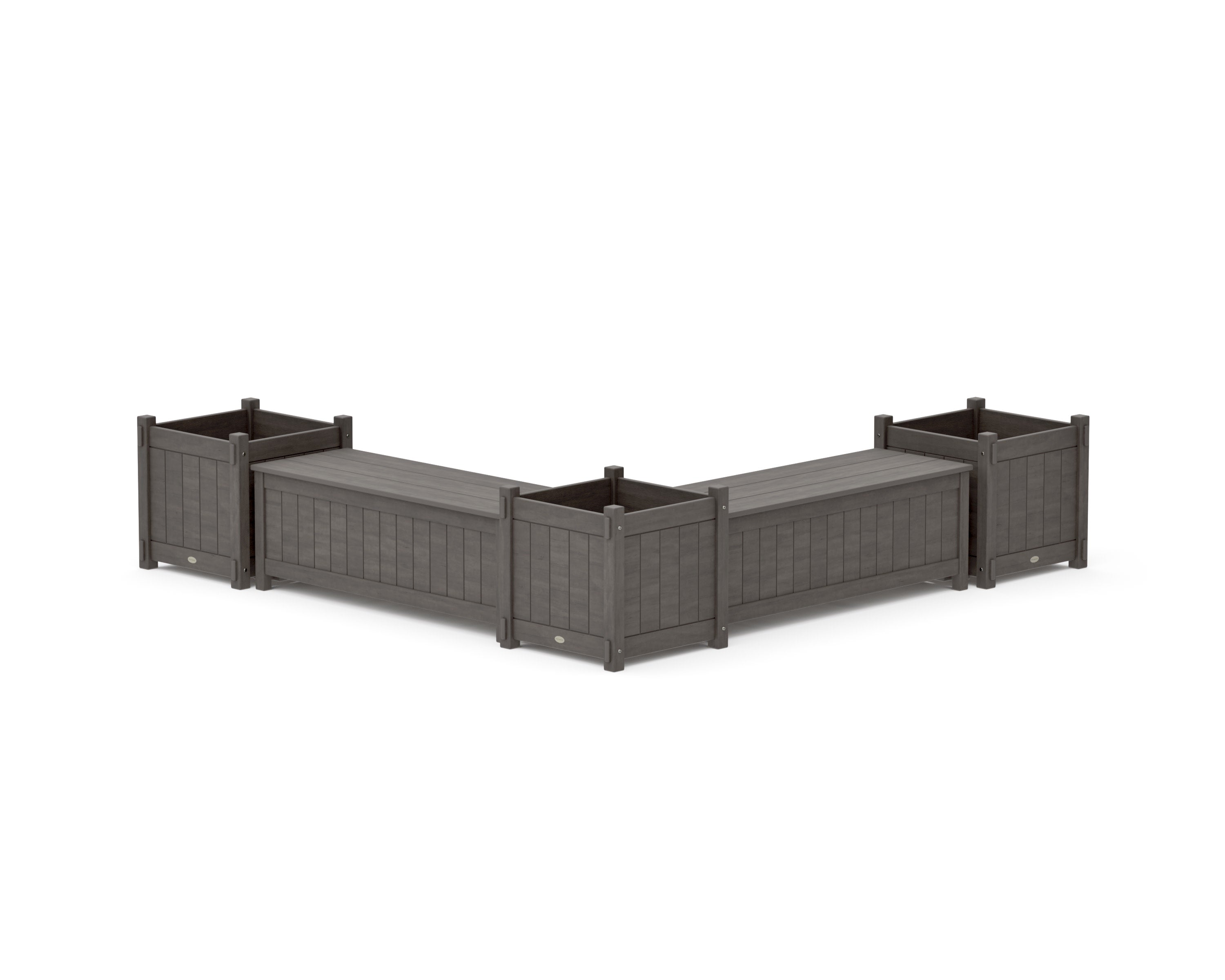 48" Vineyard L- Shaped Planter Storage Bench Corner Set- Large in Driftwood