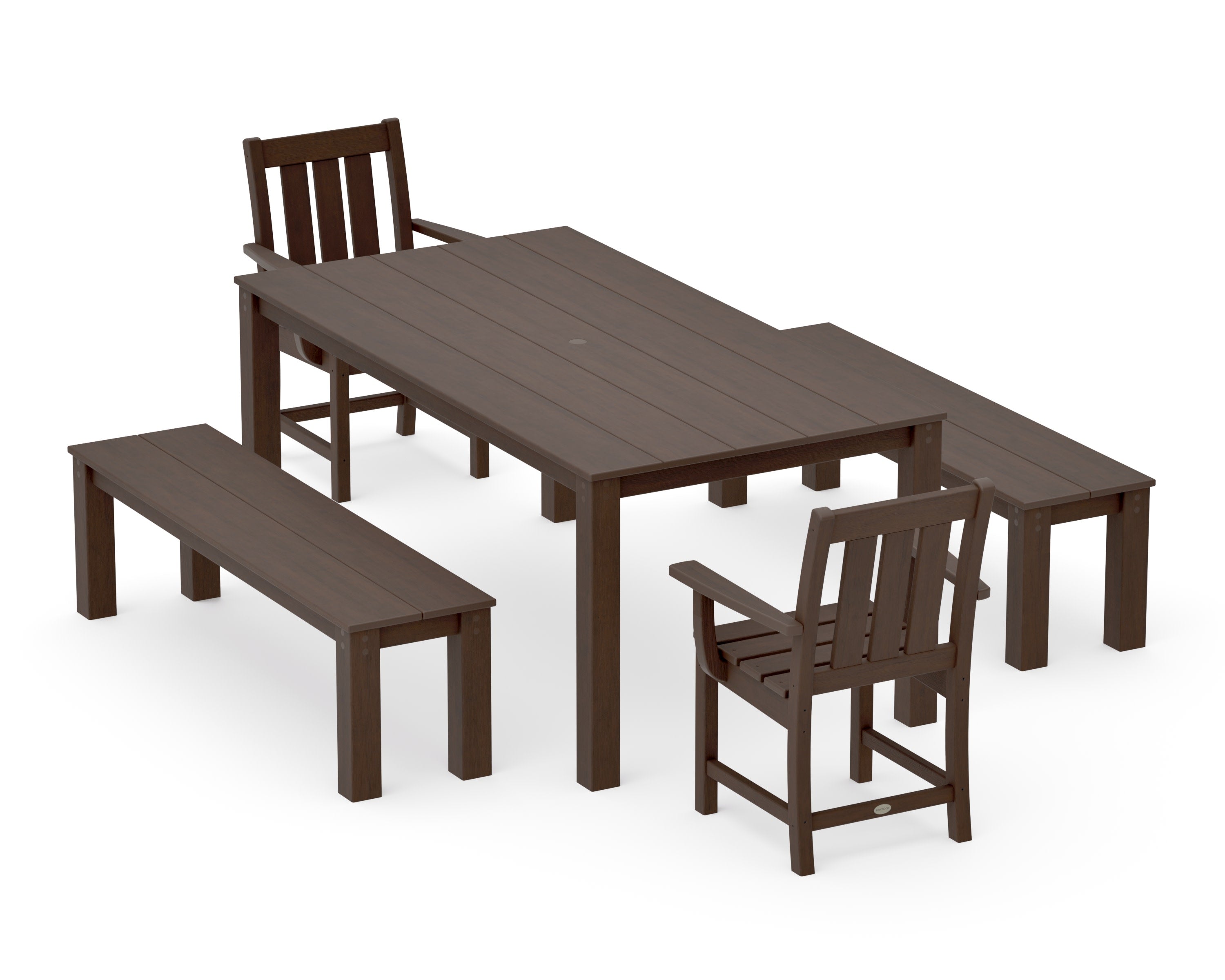 Oxford 5-Piece Parsons Dining Set with Benches in Kona