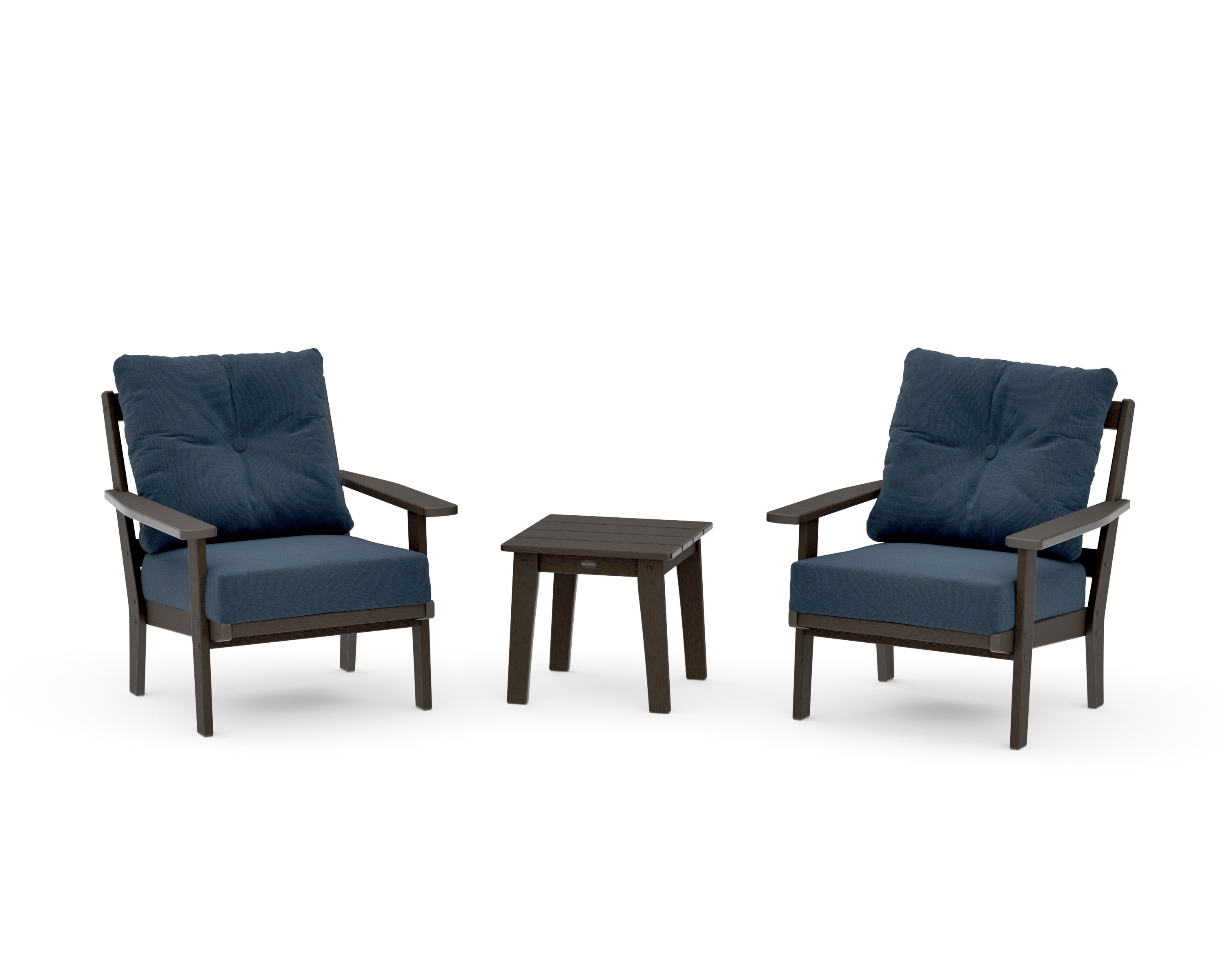 Oxford 3-Piece Deep Seating Set in Vintage Coffee / Marine Indigo