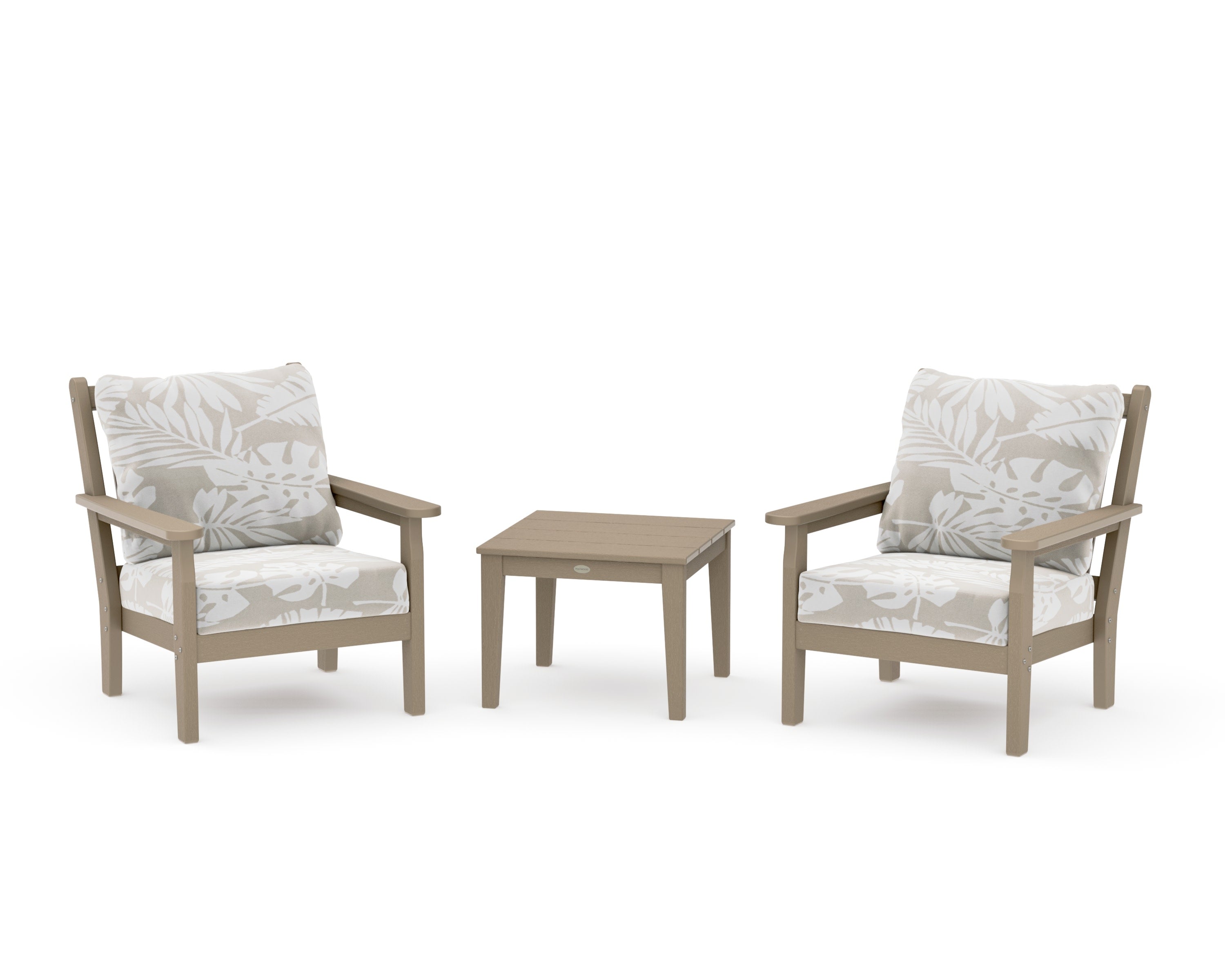 Chippendale 3-Piece Deep Seating Set in Vintage Sahara / Leaf Dune Burlap