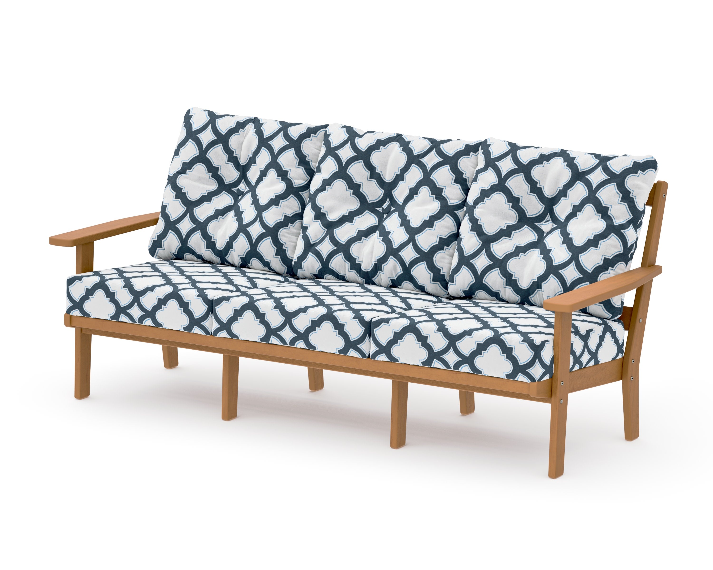 Oxford Deep Seating Sofa in Natural / Trellis Marine Indigo