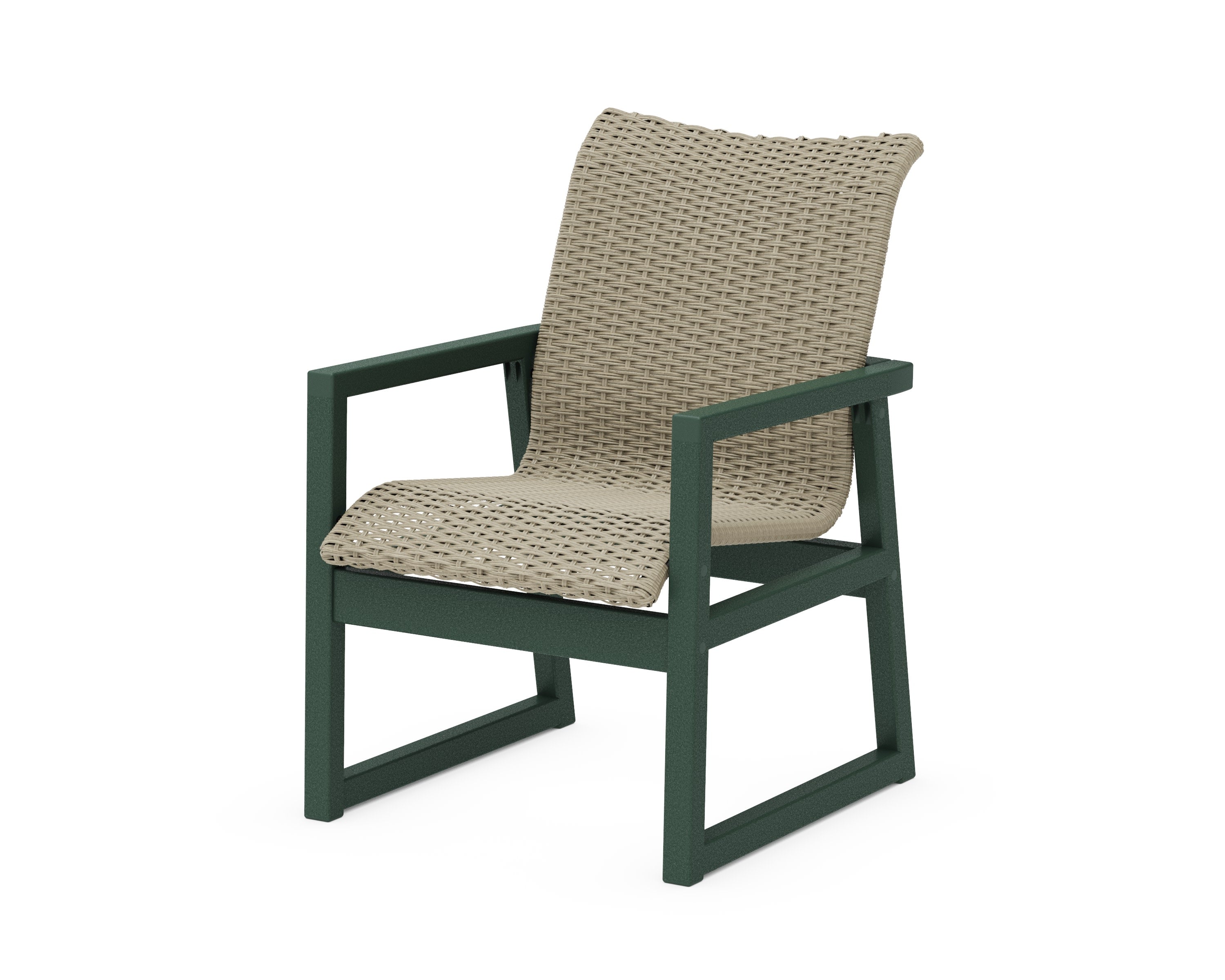EDGE Woven Dining Arm Chair in Green / Dune Grass