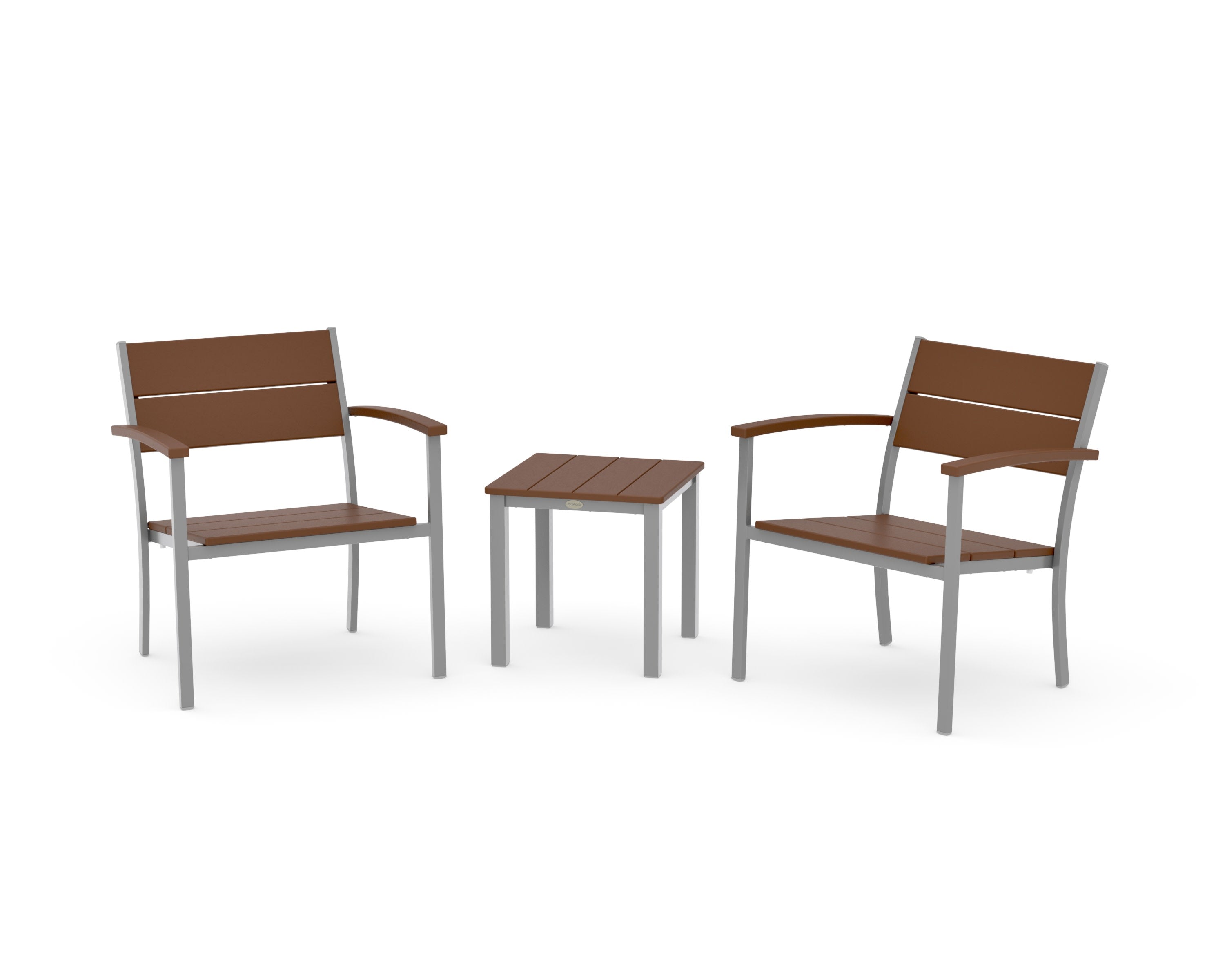 Main Street 3-Piece Lounge Chair Set in Silver / Teak