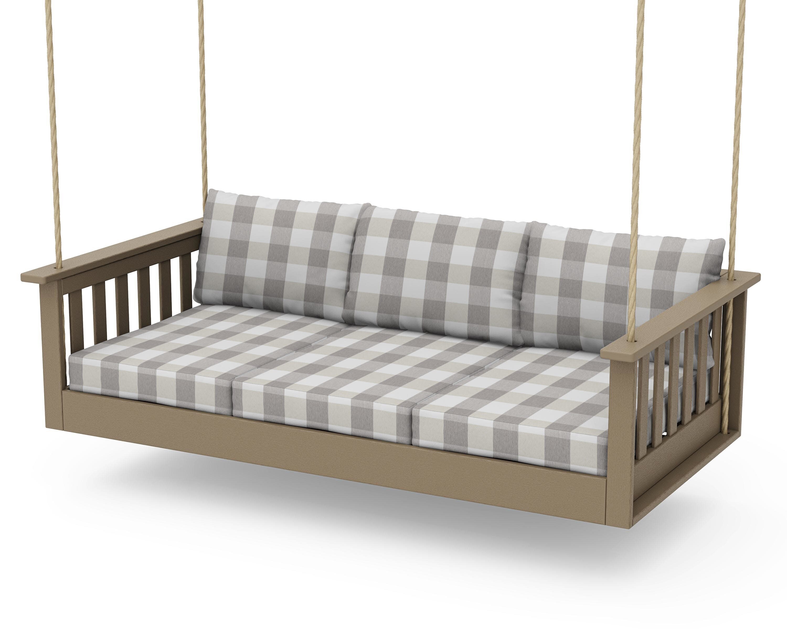 Vineyard Daybed Swing in Vintage Sahara / Buffalo Plaid Grey Mist