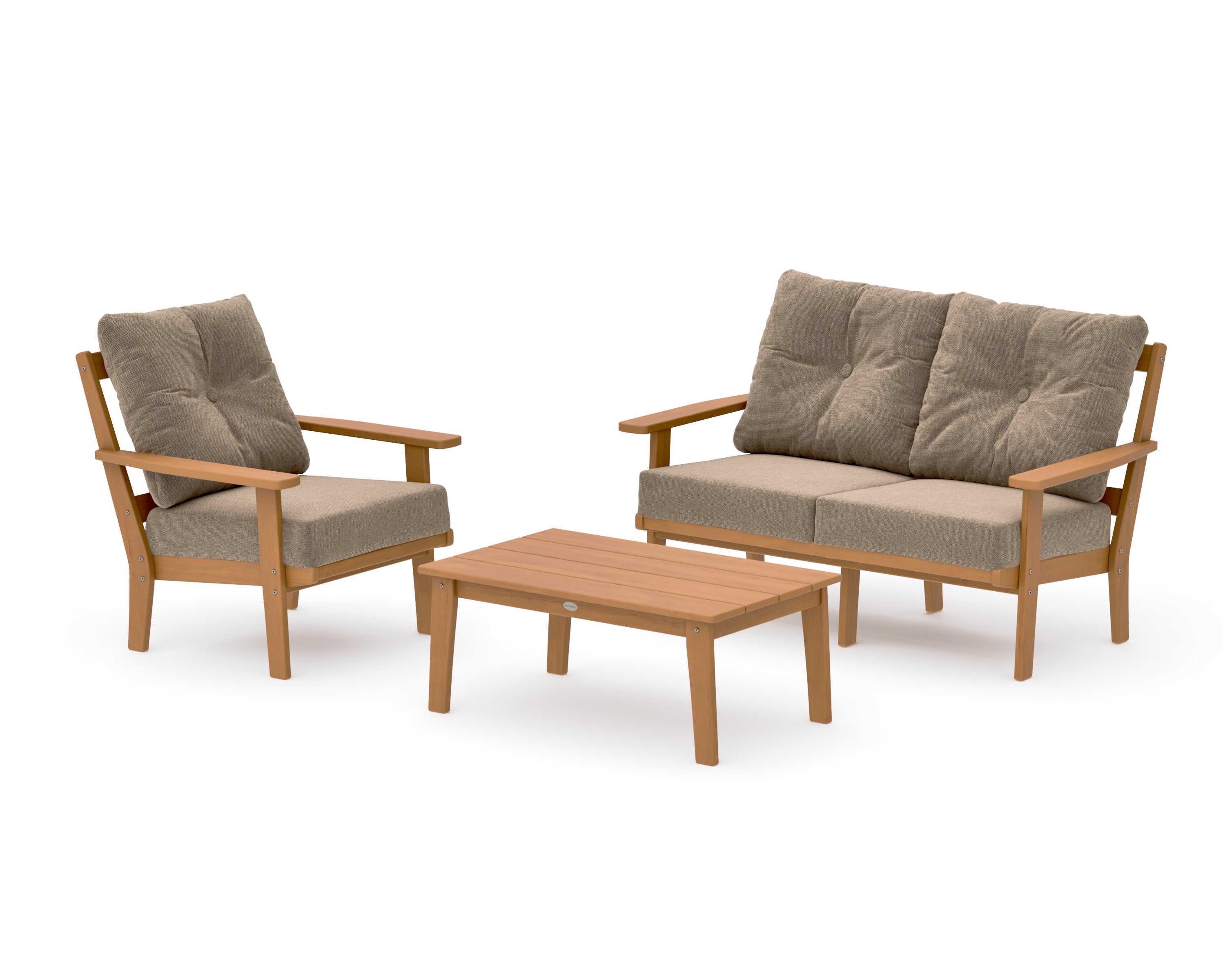 Oxford 3-Piece Deep Seating Set with Loveseat in Natural / Spiced Burlap