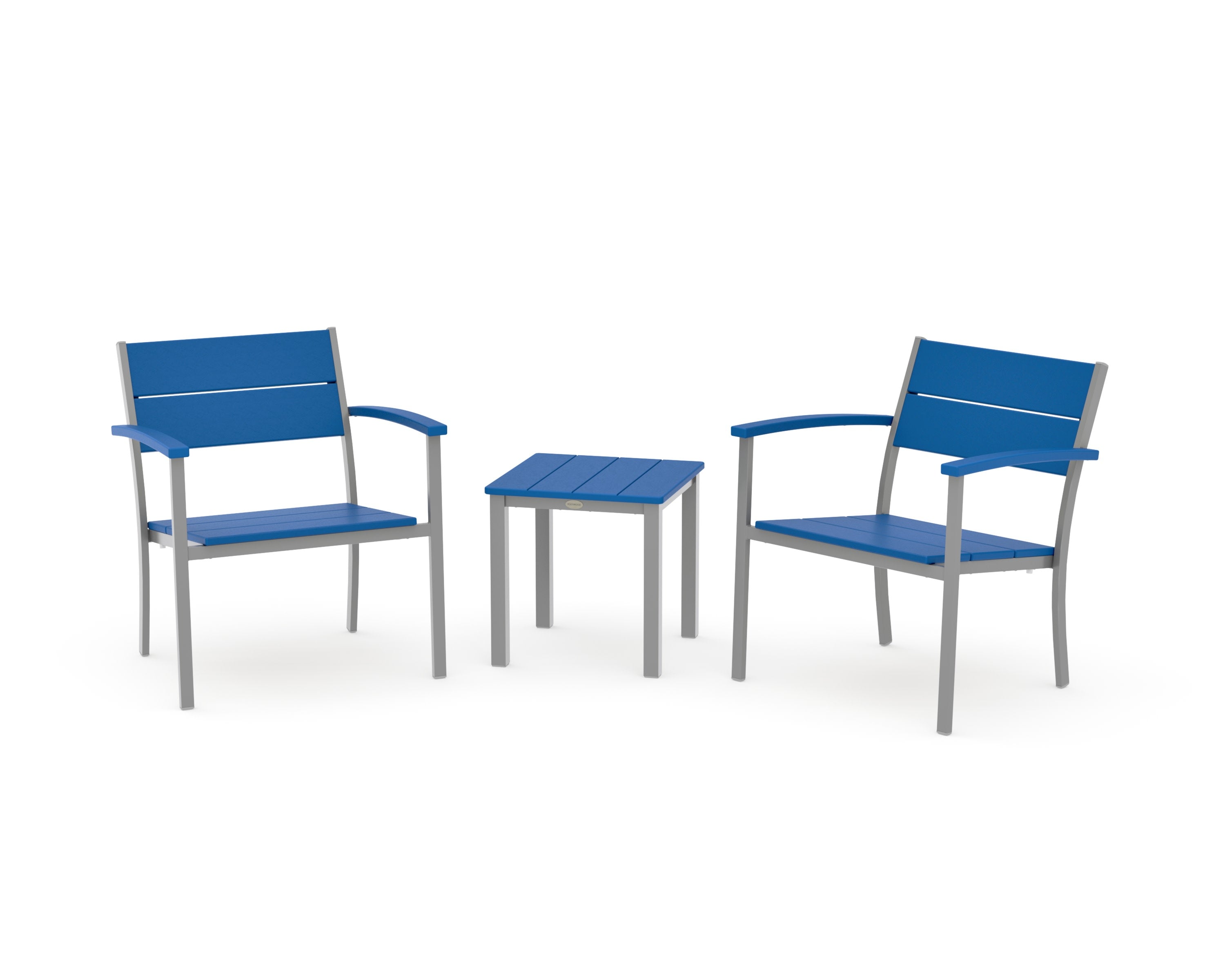 Main Street 3-Piece Lounge Chair Set in Silver / Pacific Blue
