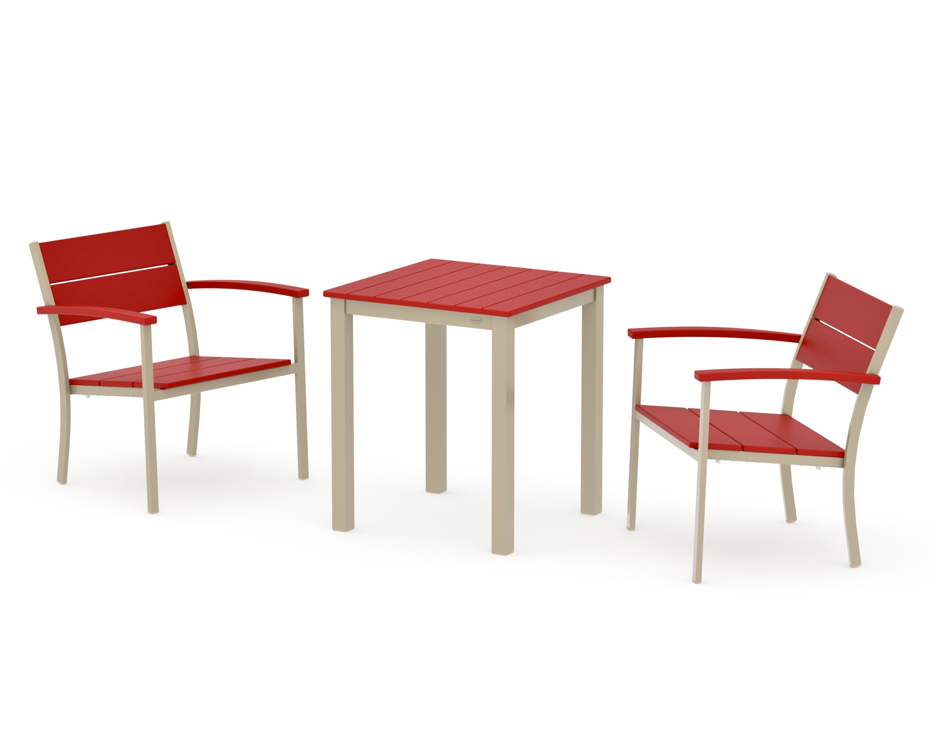 Main Street 3-Piece Square Dining Set in Sand / Sunset Red