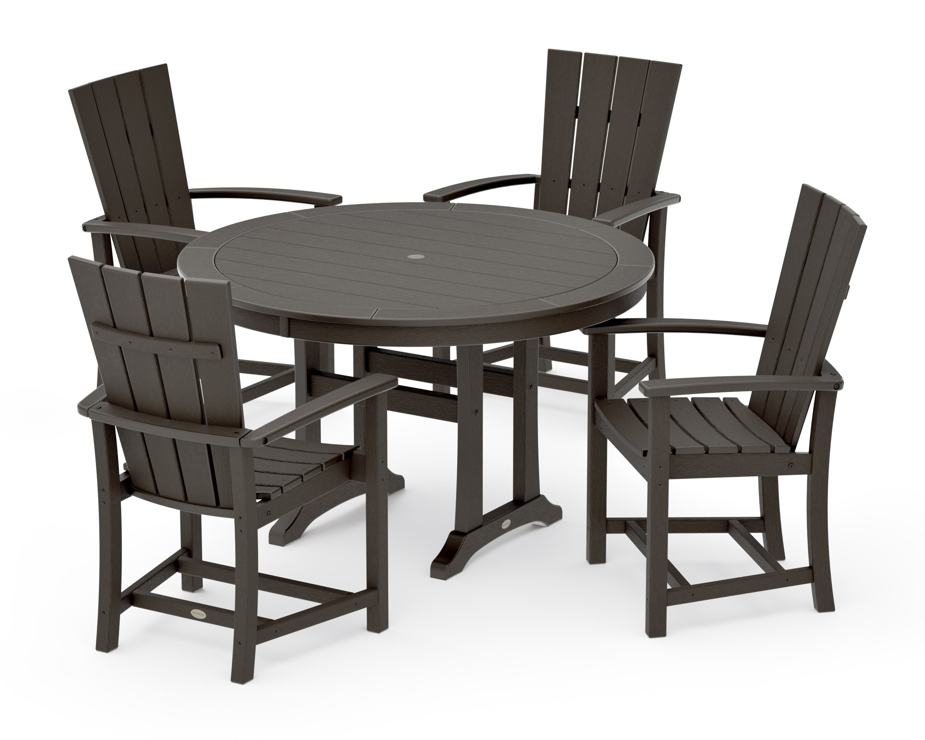 Quattro 5-Piece Round Dining Set with Trestle Legs in Vintage Coffee