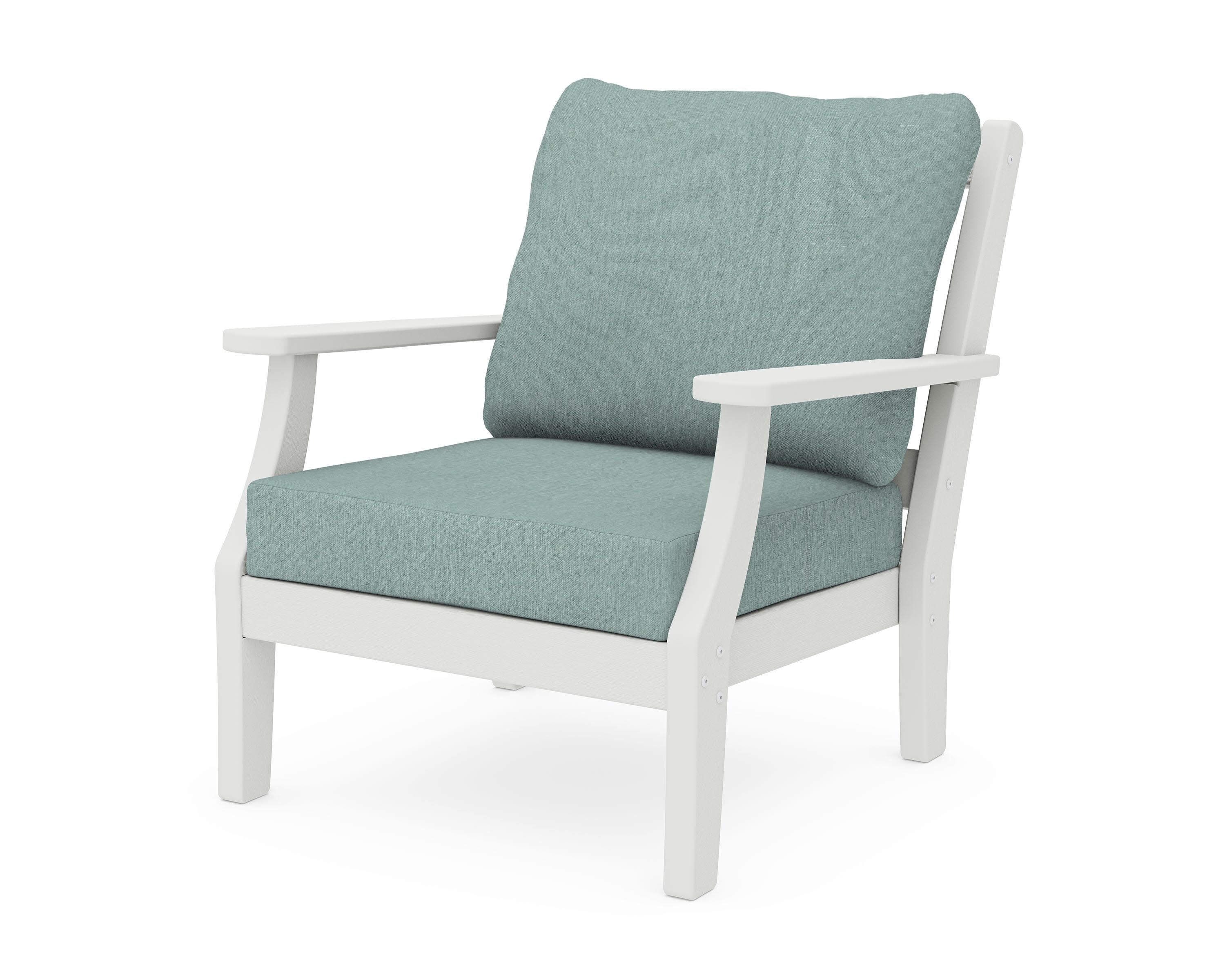 Chinoiserie Deep Seating Chair in Vintage White / Glacier Spa