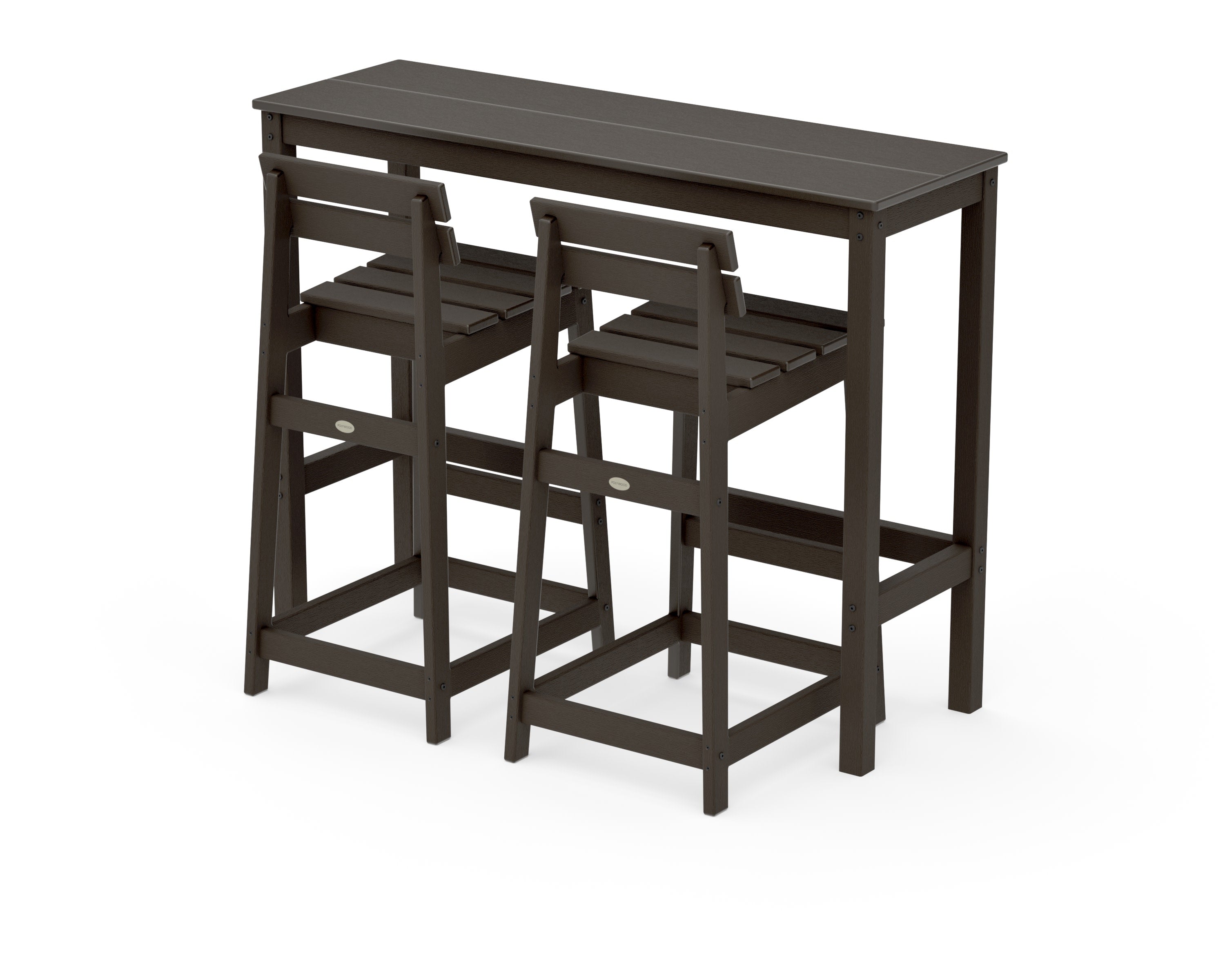 Modern Studio Plaza Lowback Bar Chair 3-Piece Balcony Set in Vintage Coffee