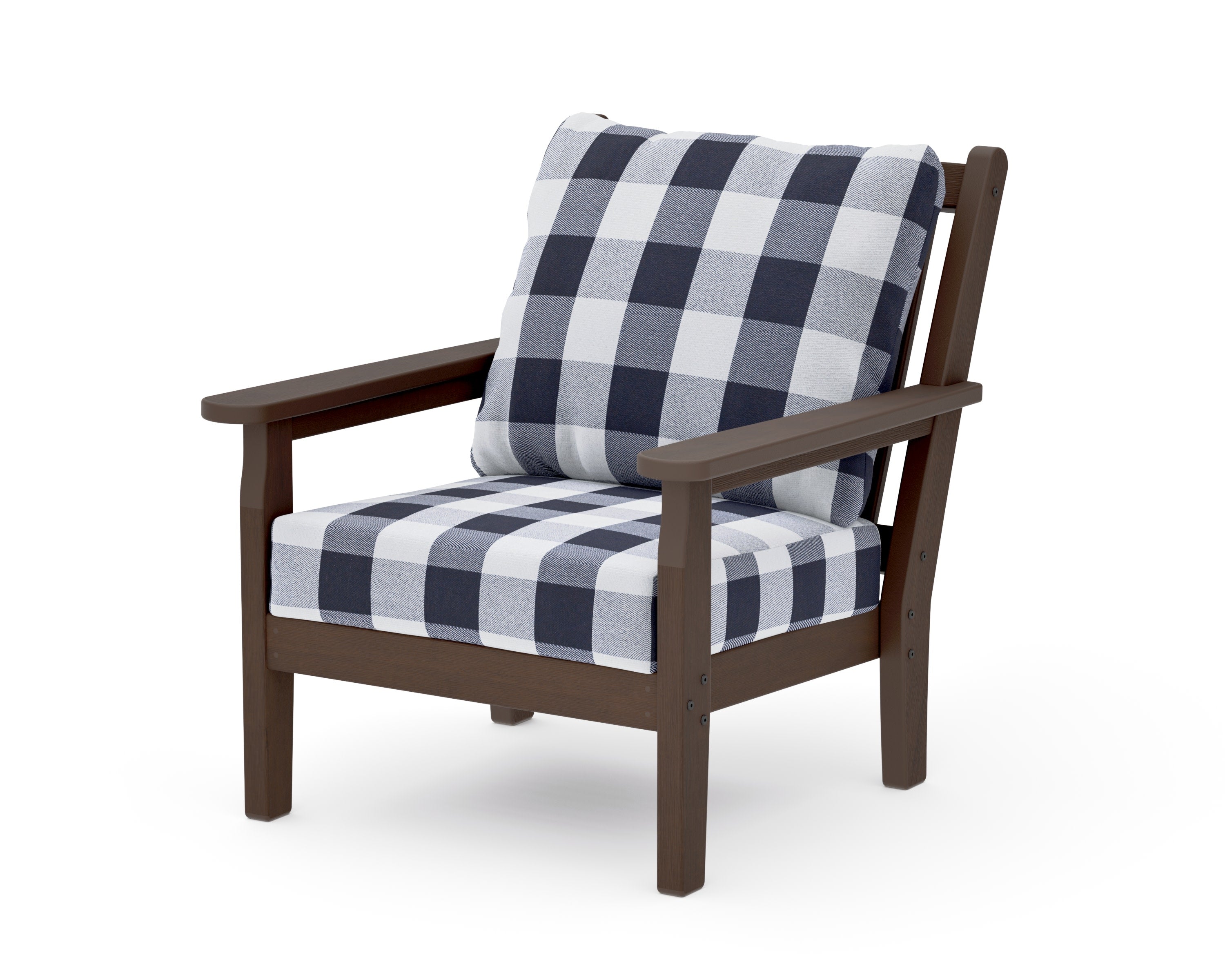 Chippendale Deep Seating Chair in Kona / Buffalo Plaid Navy