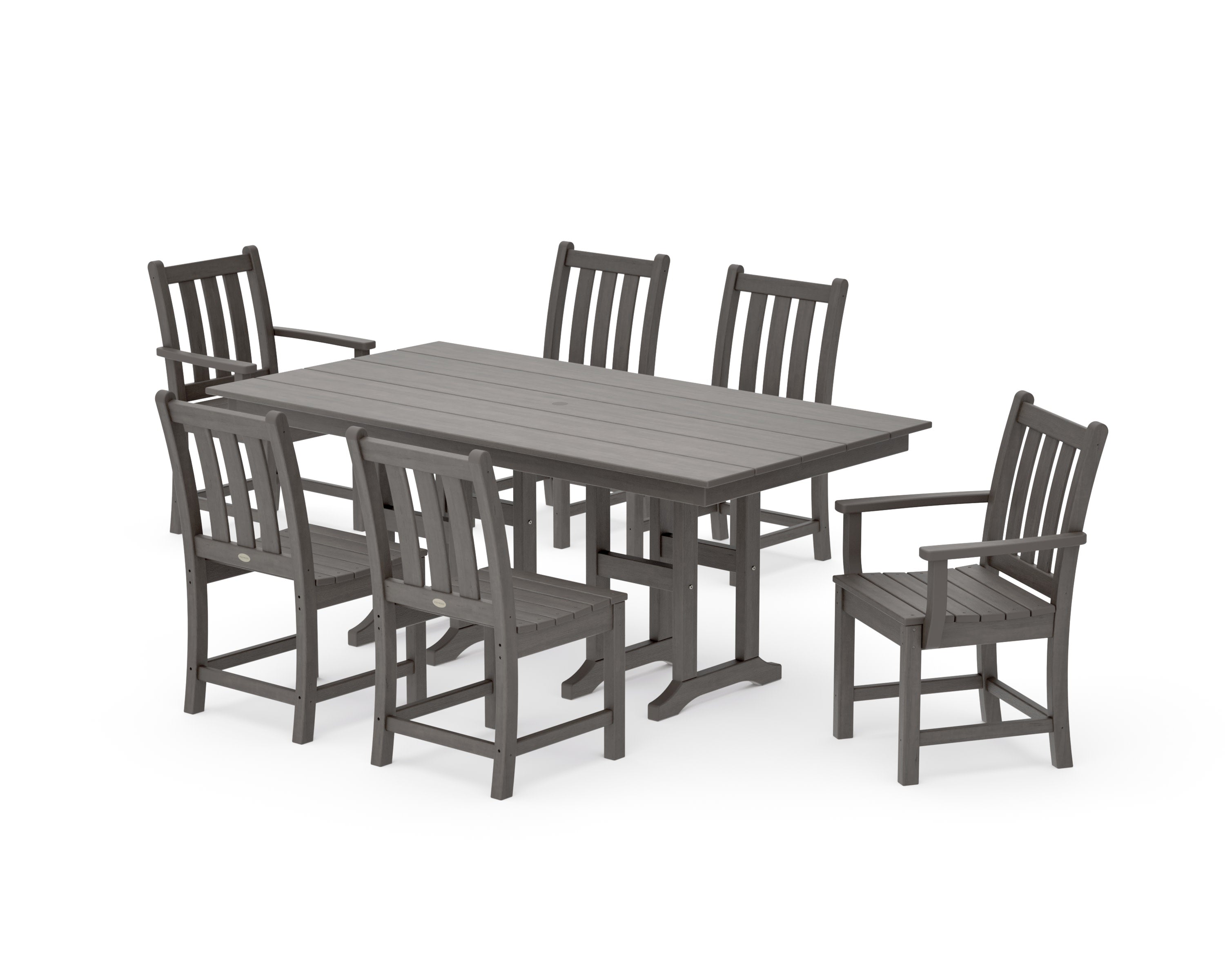 Traditional Garden 7-Piece Farmhouse Dining Set in Driftwood