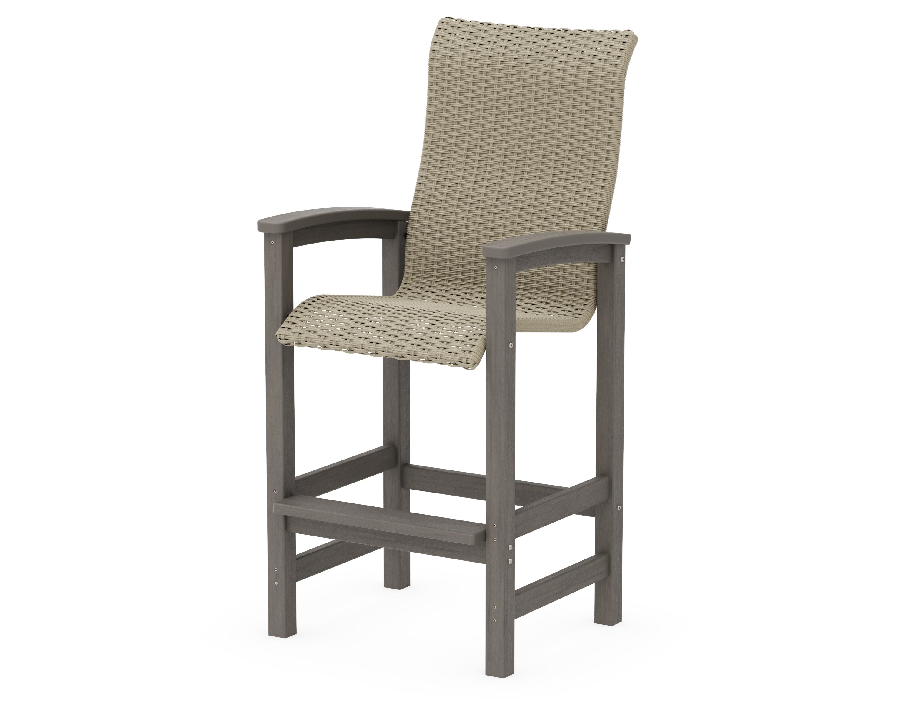 Coastal Woven High-Back Bar Chair in Driftwood / Dune Grass