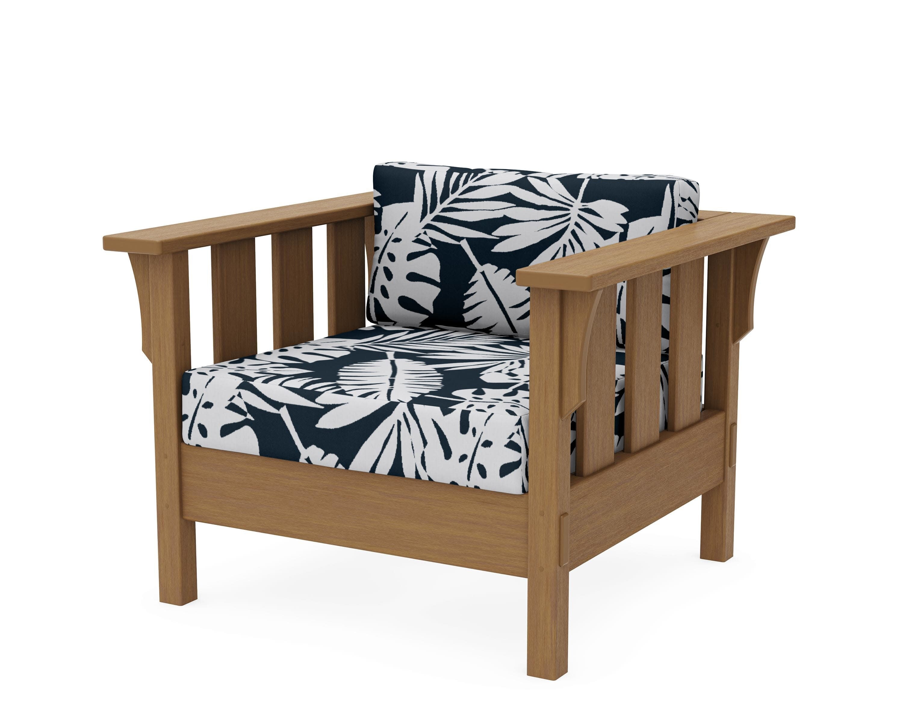 Acadia Deep Seating Chair in Natural / Leaf Marine Indigo