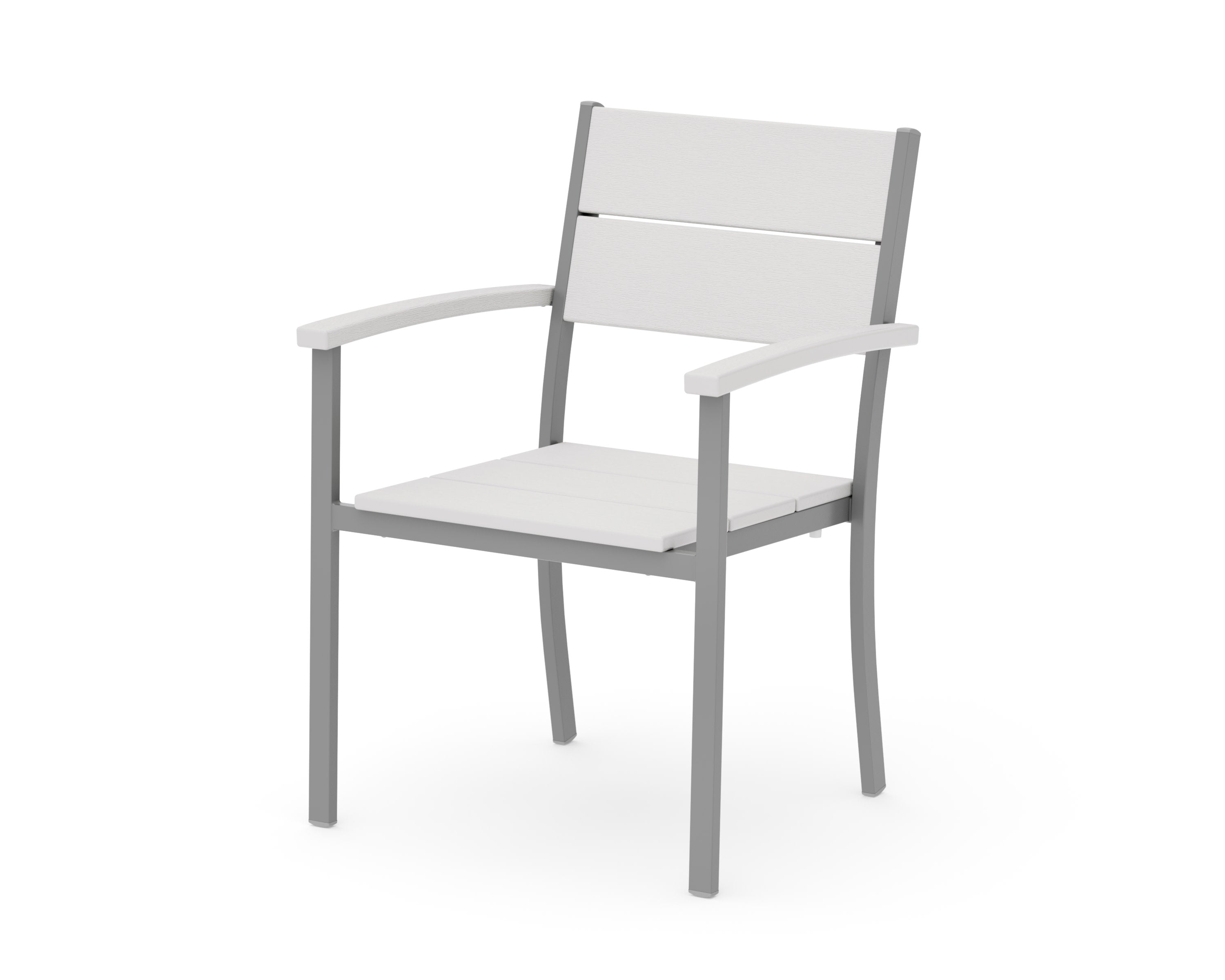 Main Street Stacking Dining Arm Chair in Silver / Vintage White