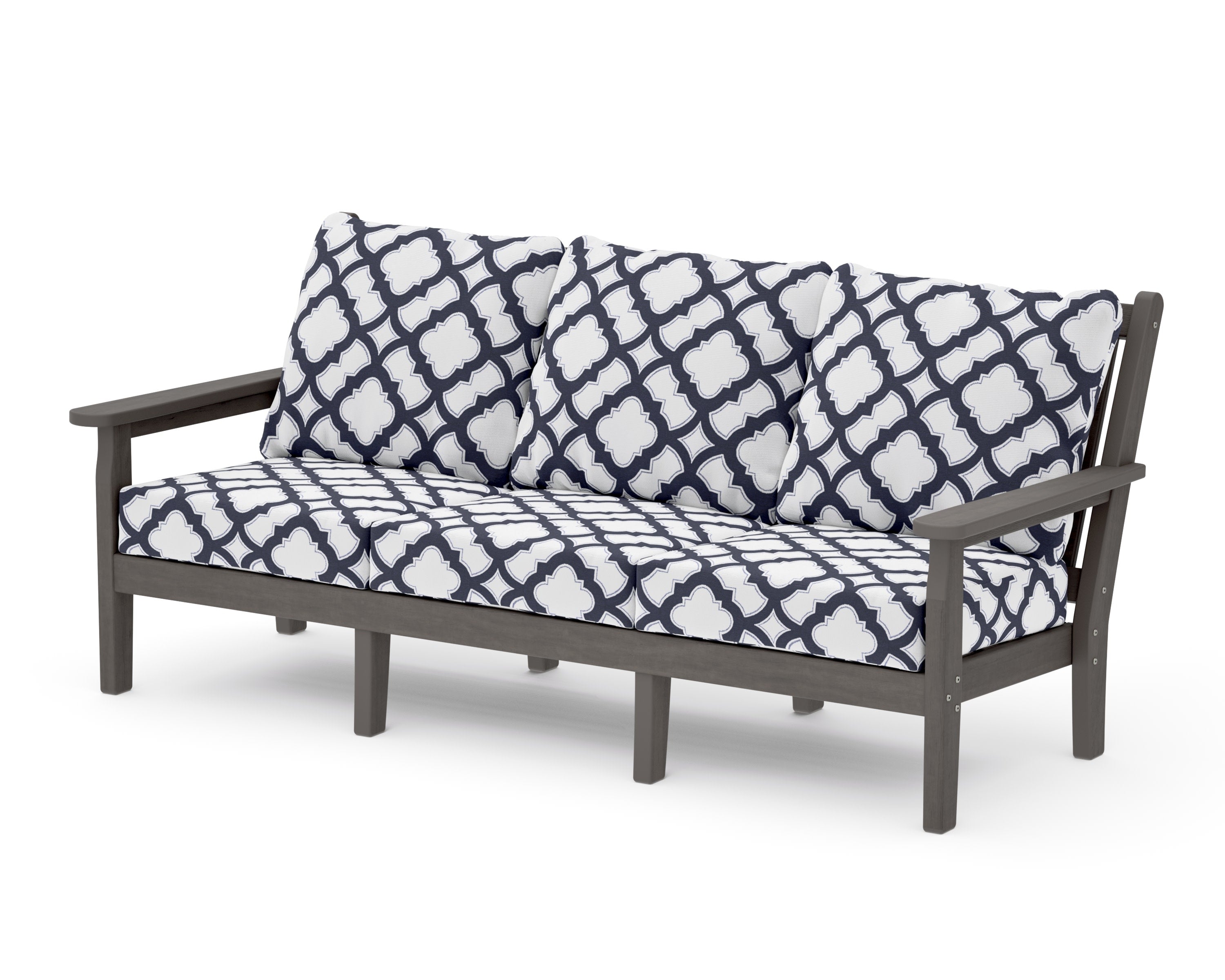 Chippendale Deep Seating Sofa in Driftwood / Trellis Navy