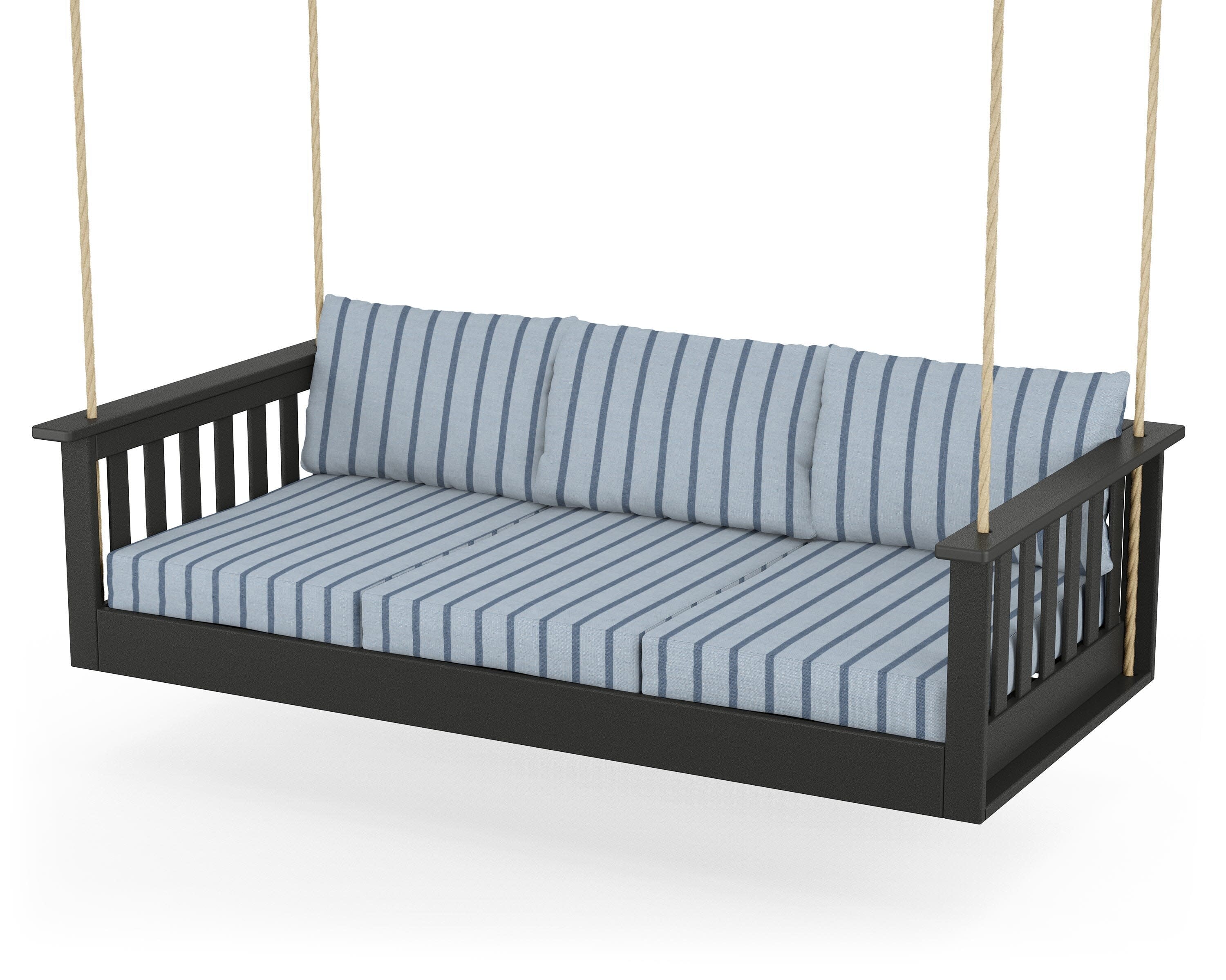 Vineyard Daybed Swing in Black / Unwind Sky