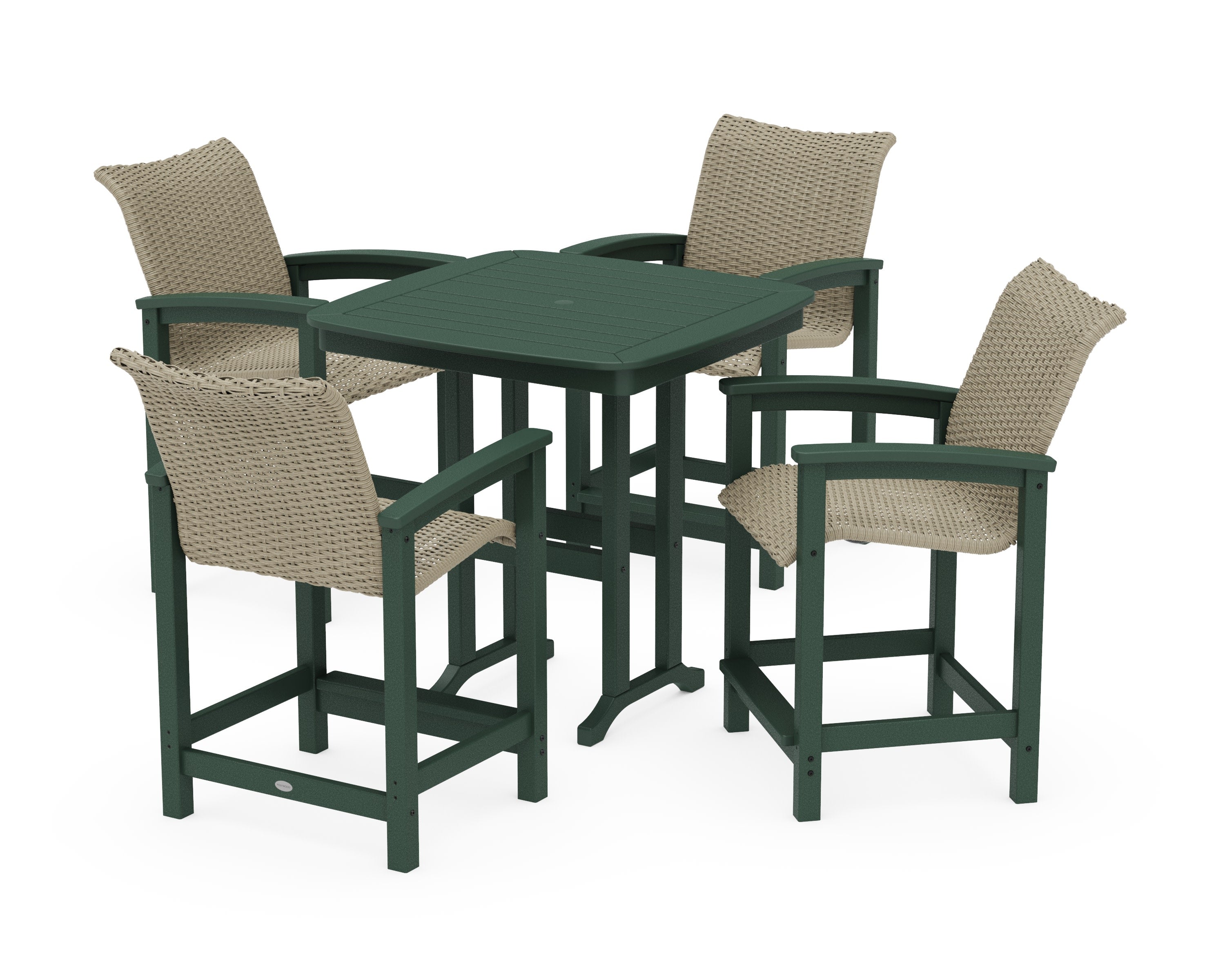 Coastal Woven 5-Piece Counter Set in Green / Dune Grass