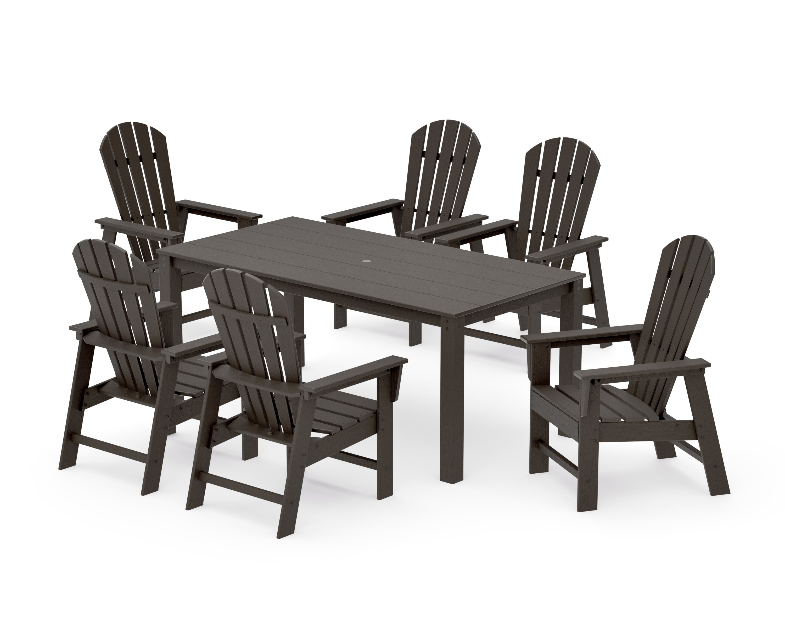 South Beach 7-Piece Parsons Dining Set in Vintage Coffee