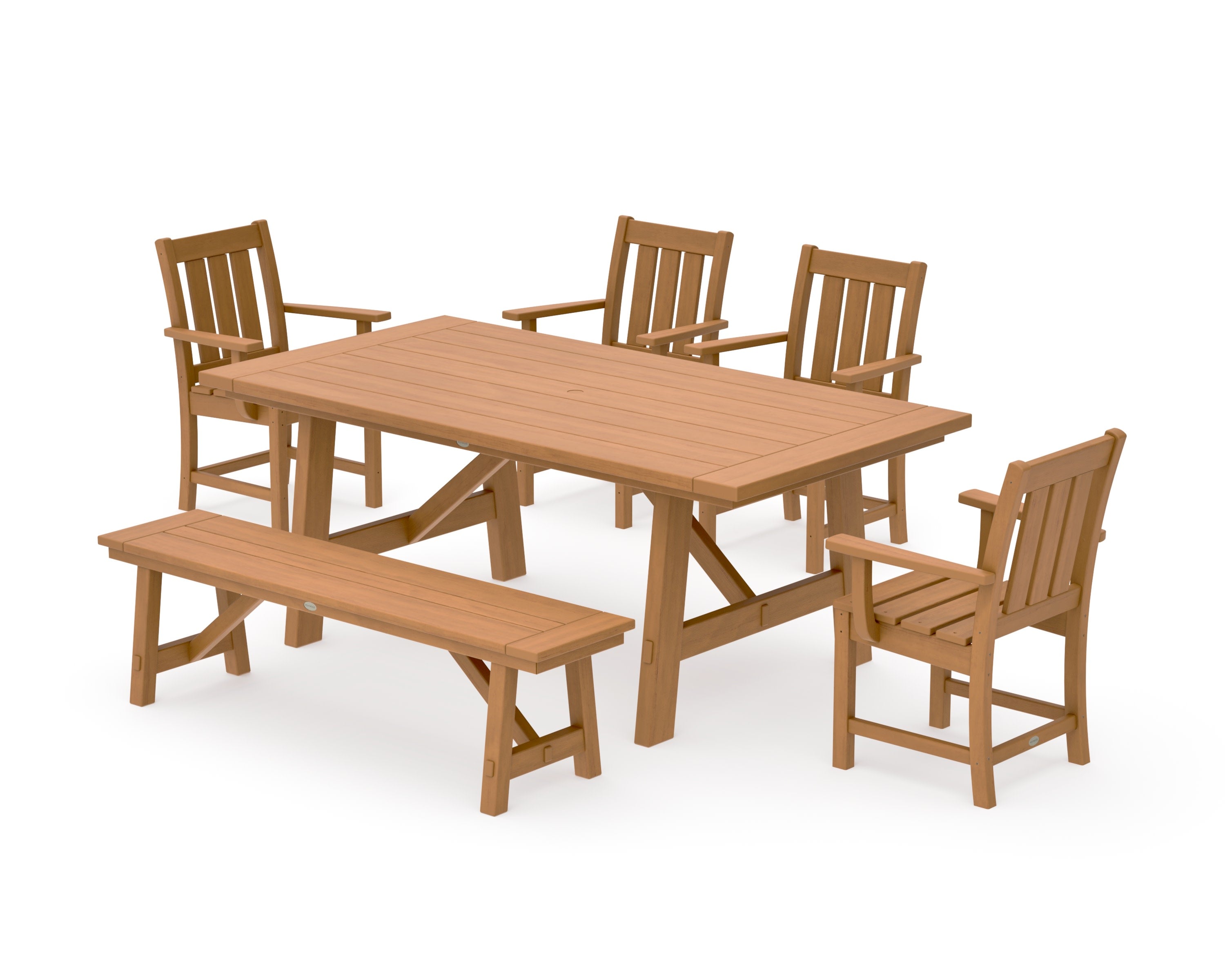 Oxford 6-Piece Rustic Farmhouse Dining Set with Bench in Natural