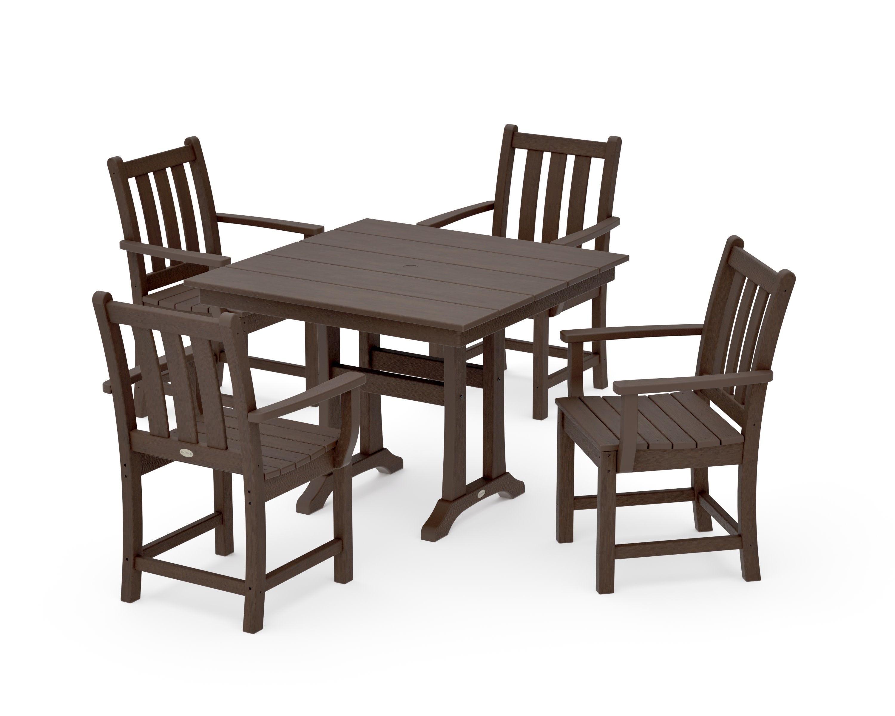 Traditional Garden 5-Piece Farmhouse Dining Set With Trestle Legs in Kona