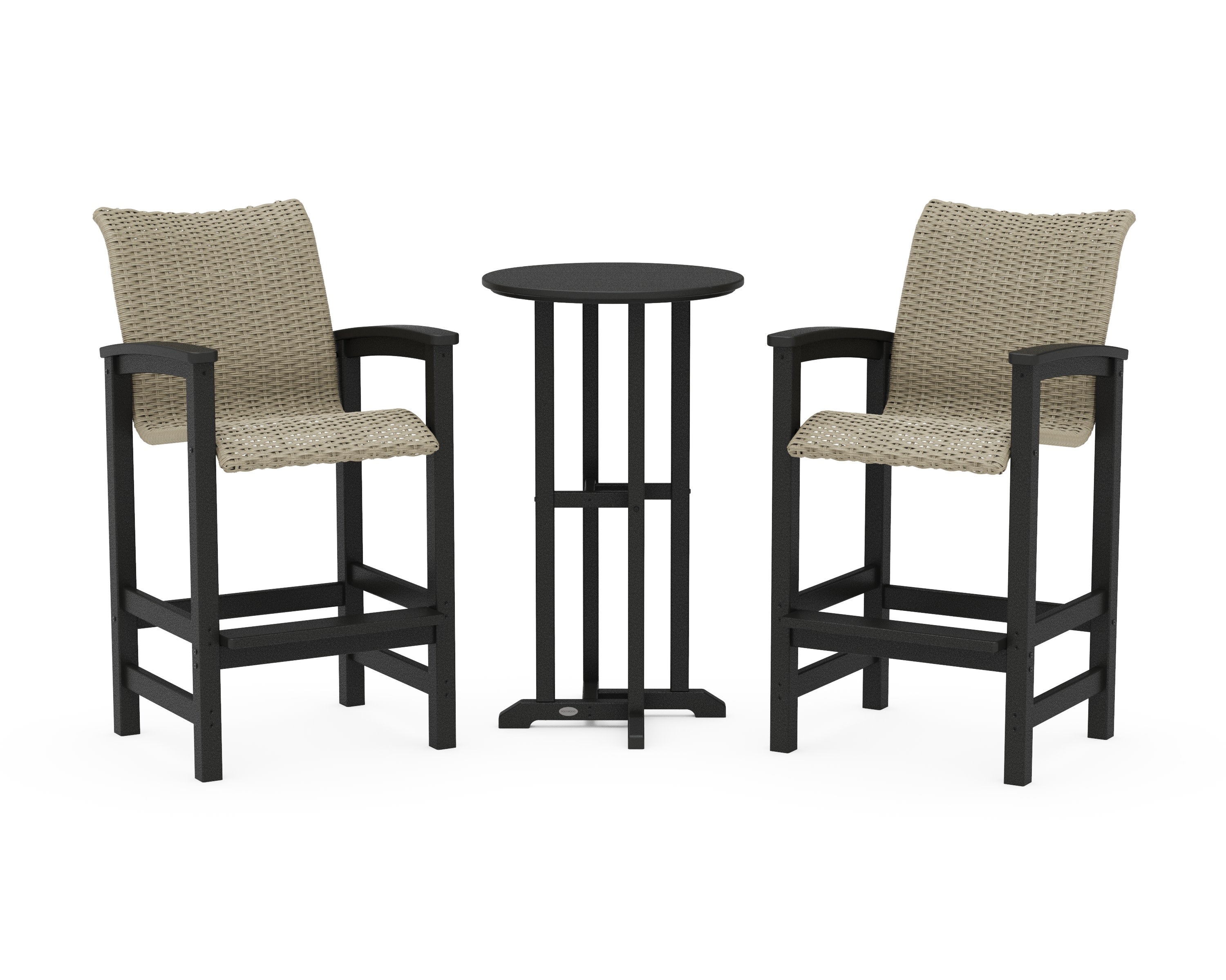 Coastal Woven 3-Piece Farmhouse Bar Set in Black / Dune Grass