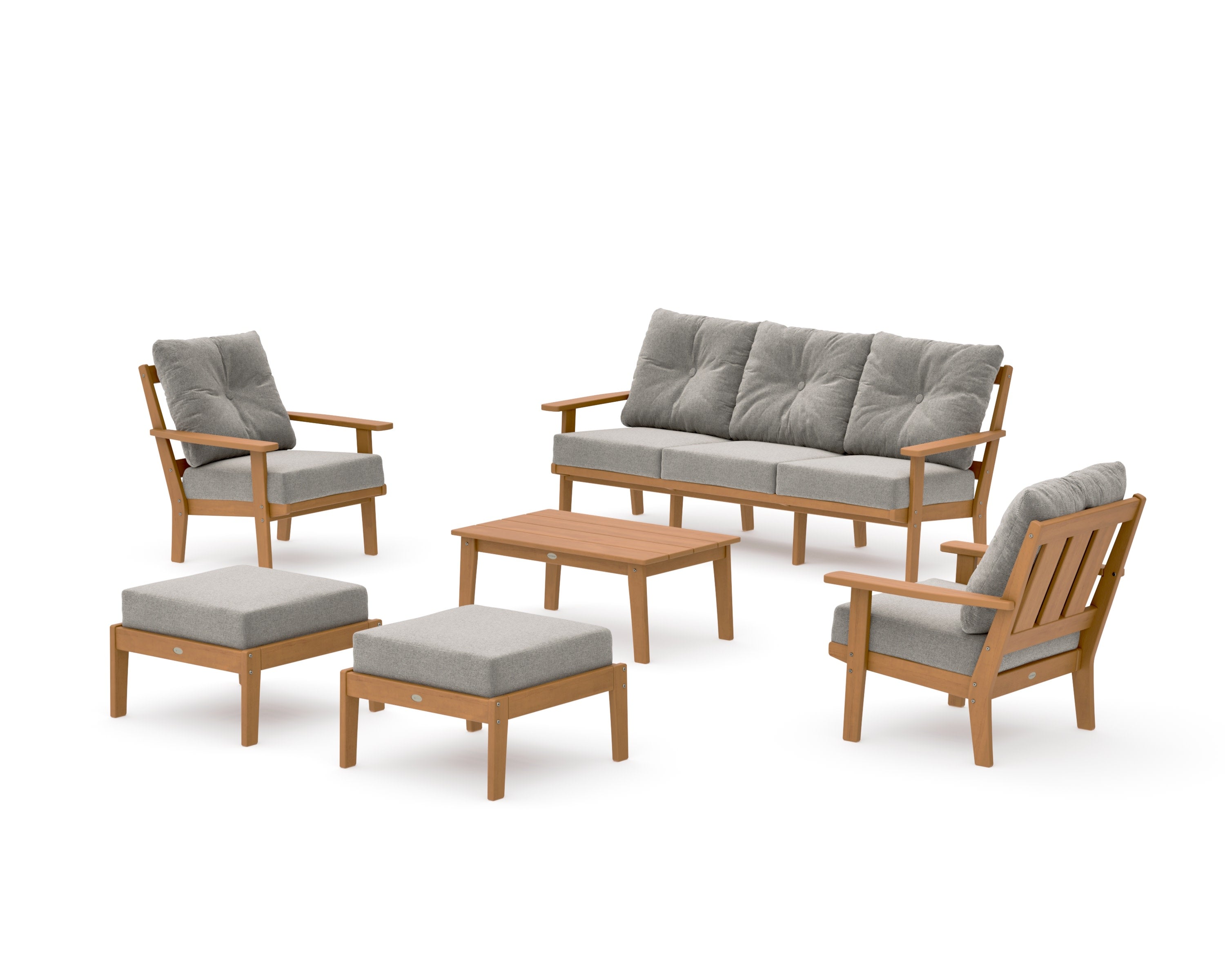 Oxford 6-Piece Lounge Sofa Set in Natural / Weathered Tweed