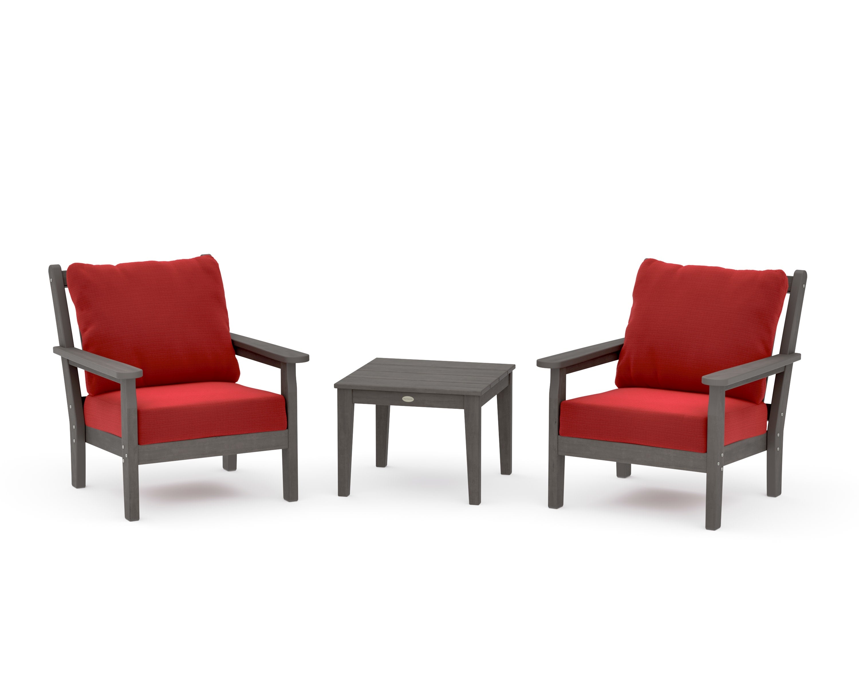 Chippendale 3-Piece Deep Seating Set in Driftwood / Crimson Linen