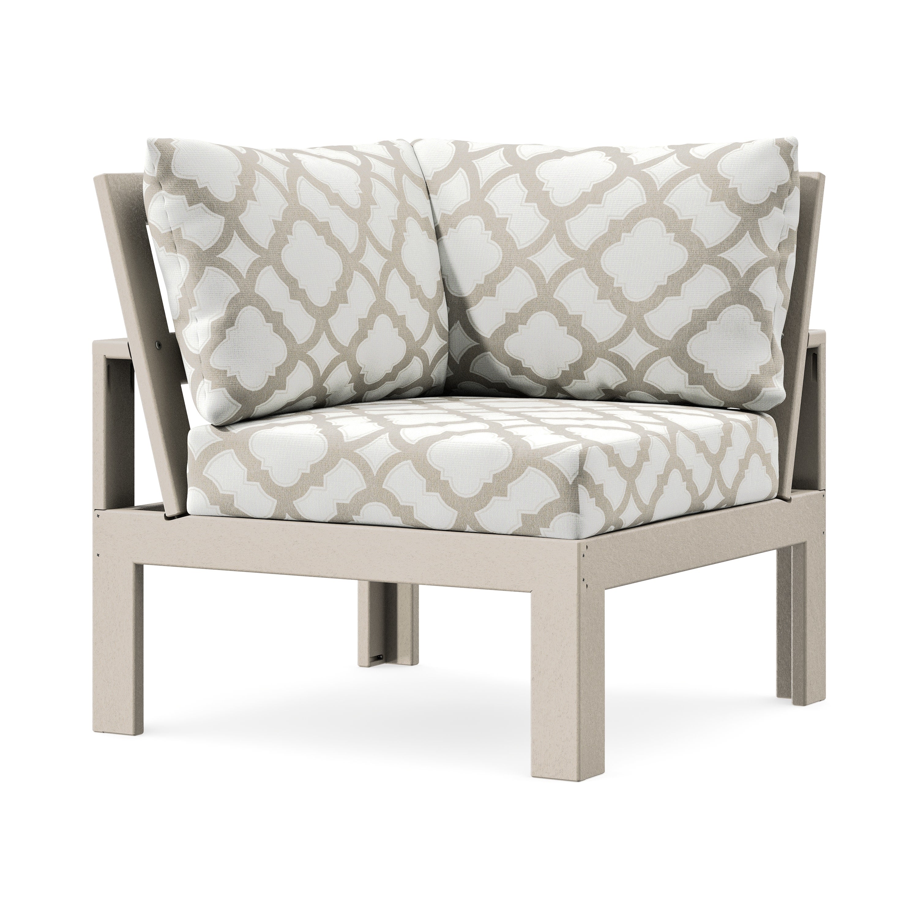 Modular Corner Chair in Sand / Trellis Dune Burlap