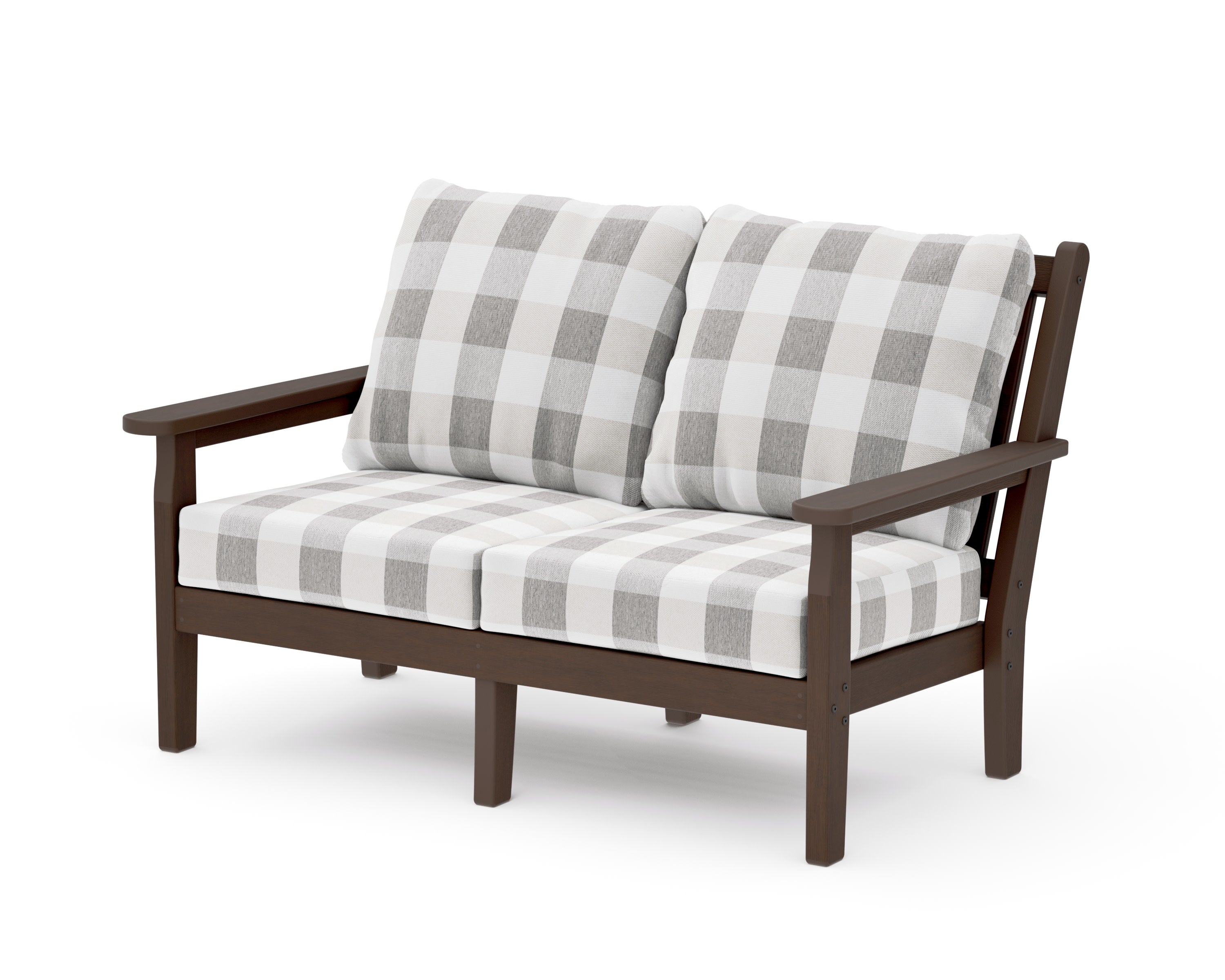 Chippendale Deep Seating Loveseat in Kona / Buffalo Plaid Grey Mist