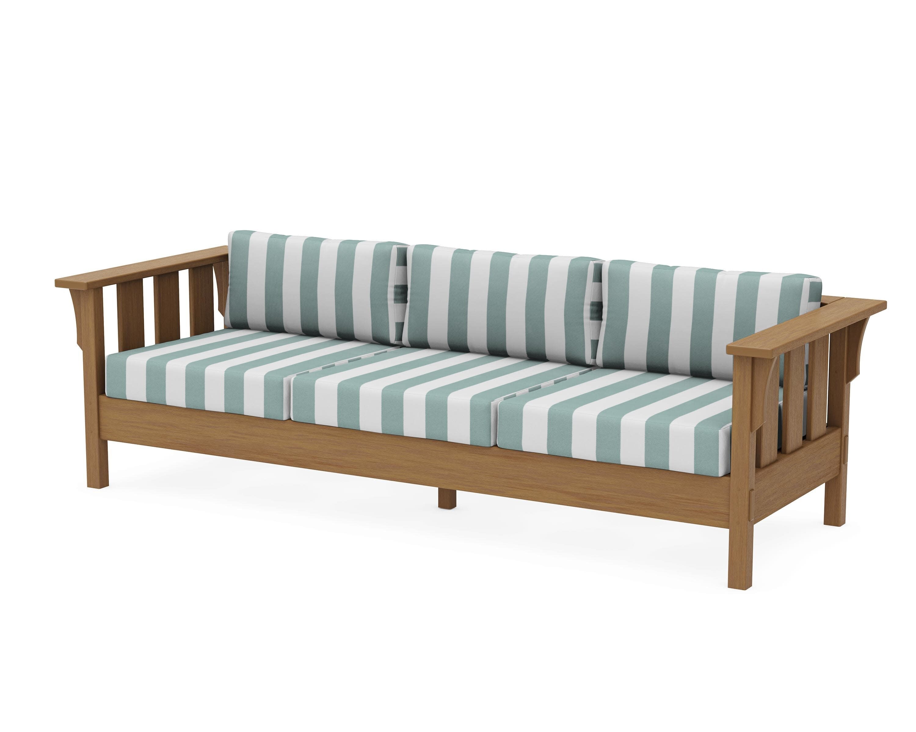 Acadia Deep Seating Sofa in Natural / Cabana Stripe Glacier Spa