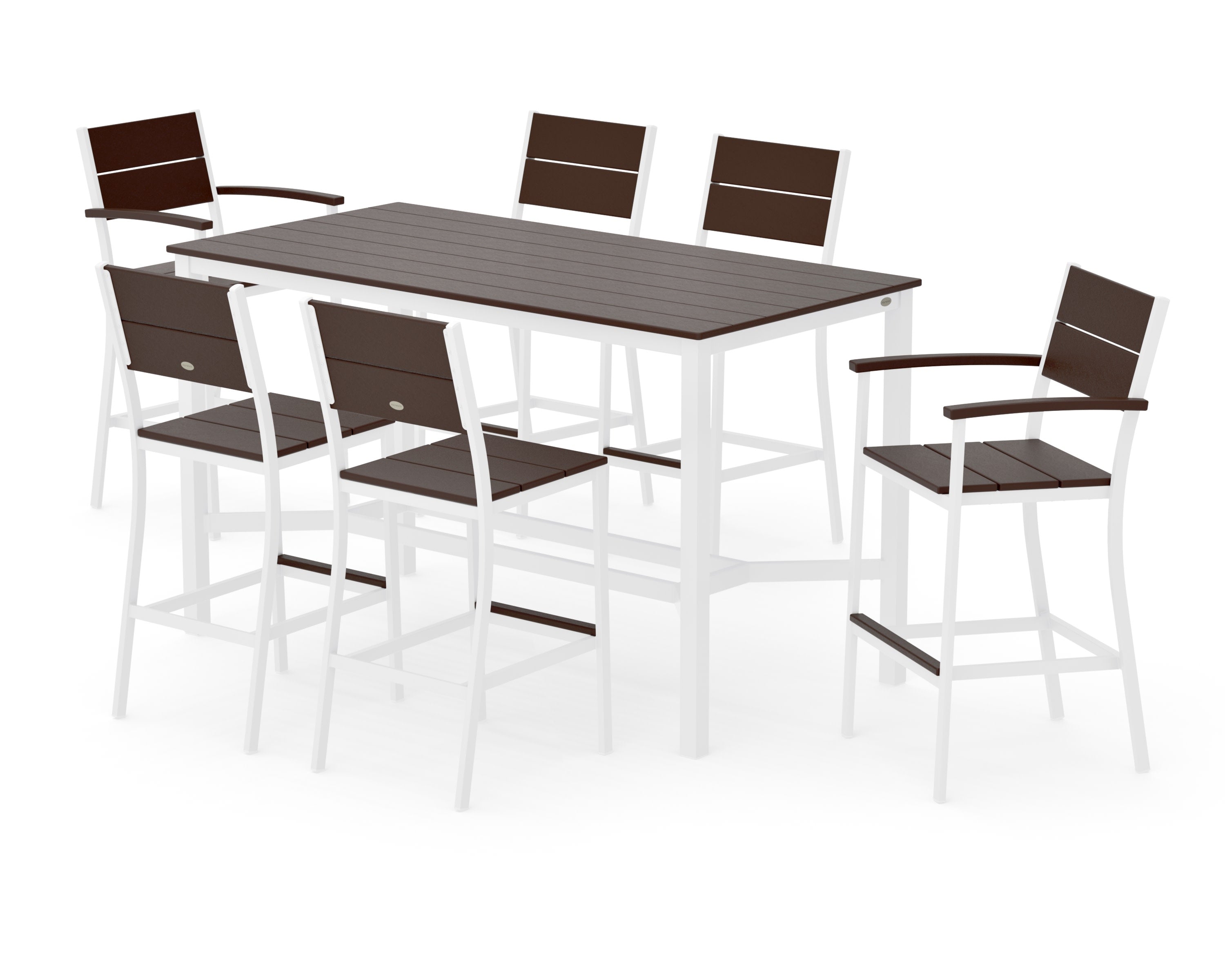 Main Street 7-Piece Bar Set in White / Mahogany
