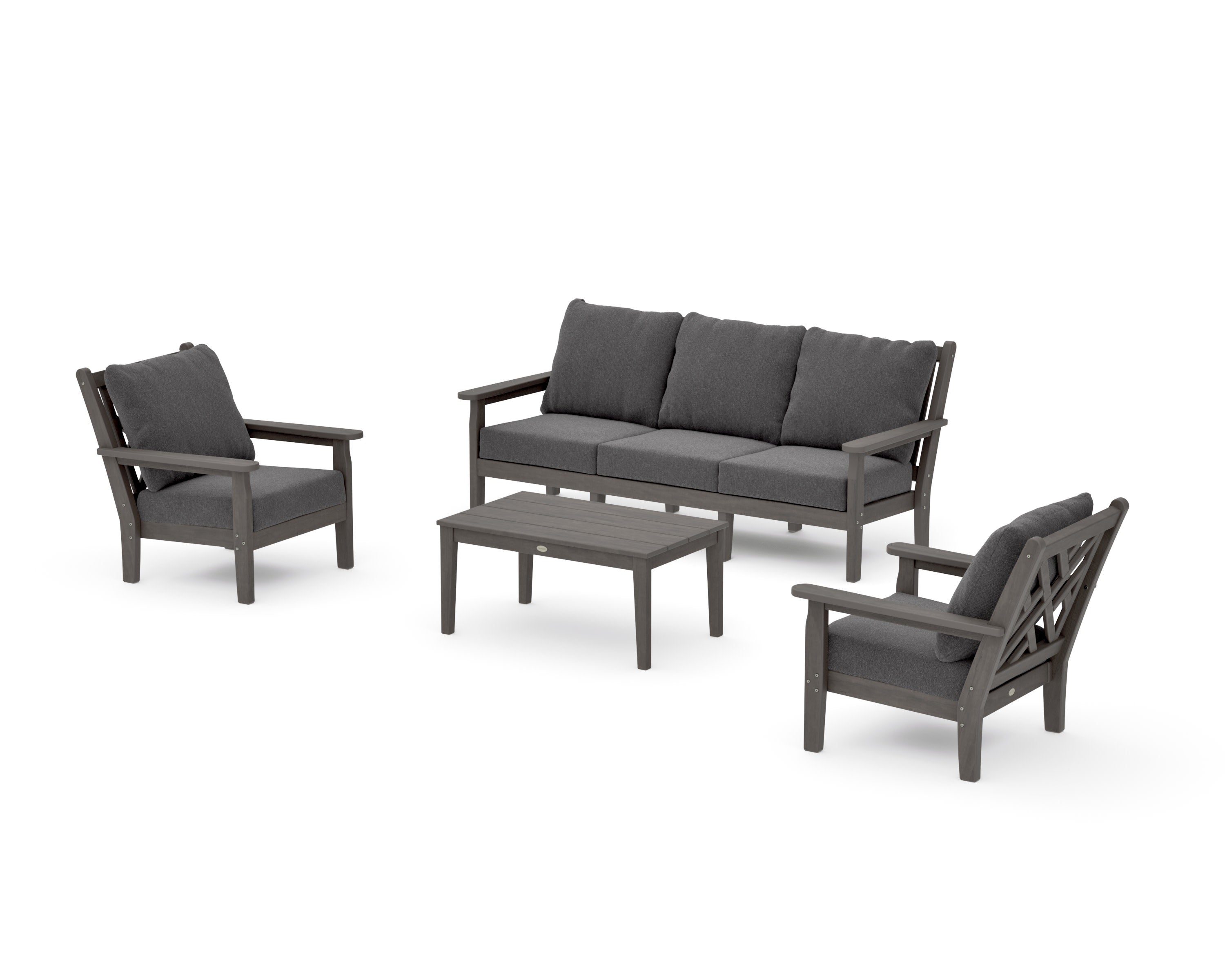 Chippendale 4-Piece Deep Seating Set with Sofa in Driftwood / Ash Charcoal