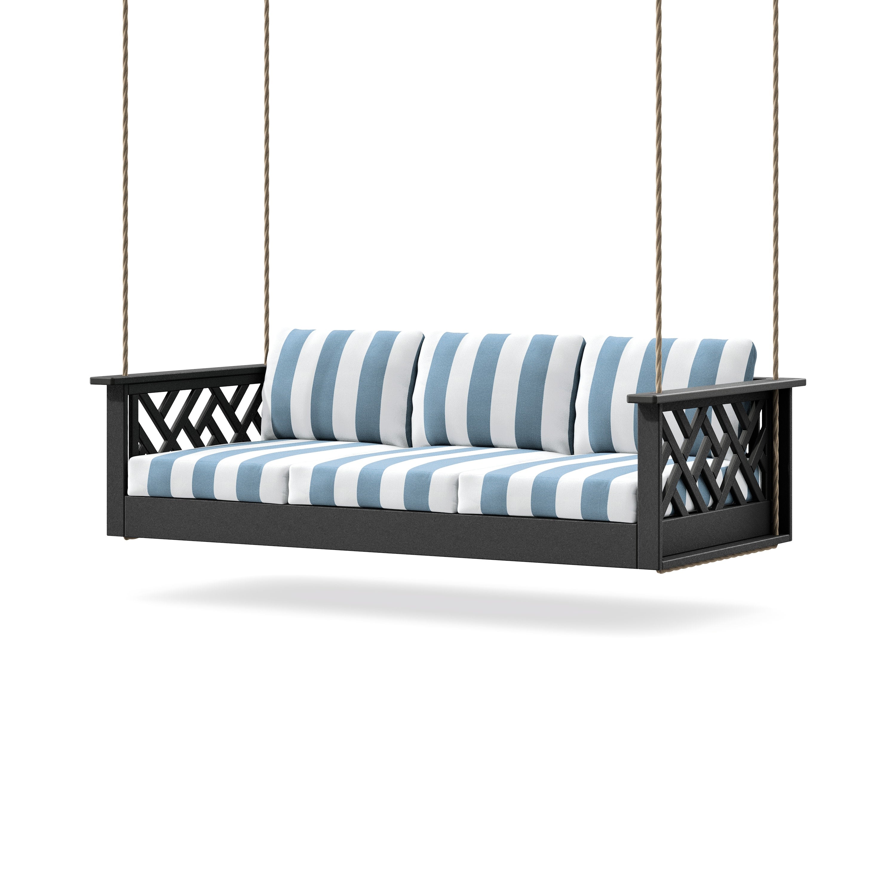 Chippendale Daybed Swing in Black / Cabana Stripe Sky Blue
