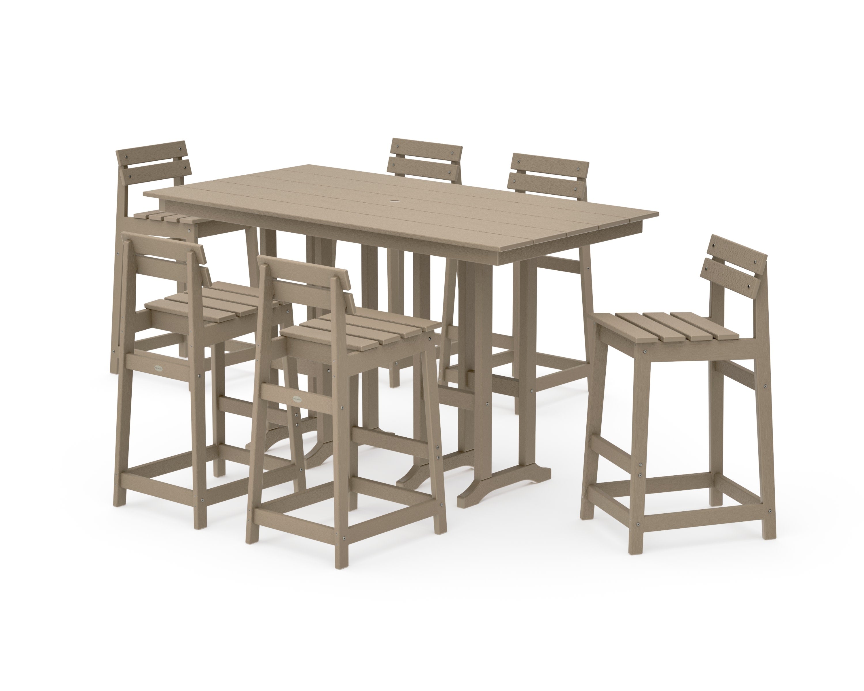 Modern Studio Plaza Lowback Bar Chair 7-Piece Set in Vintage Sahara