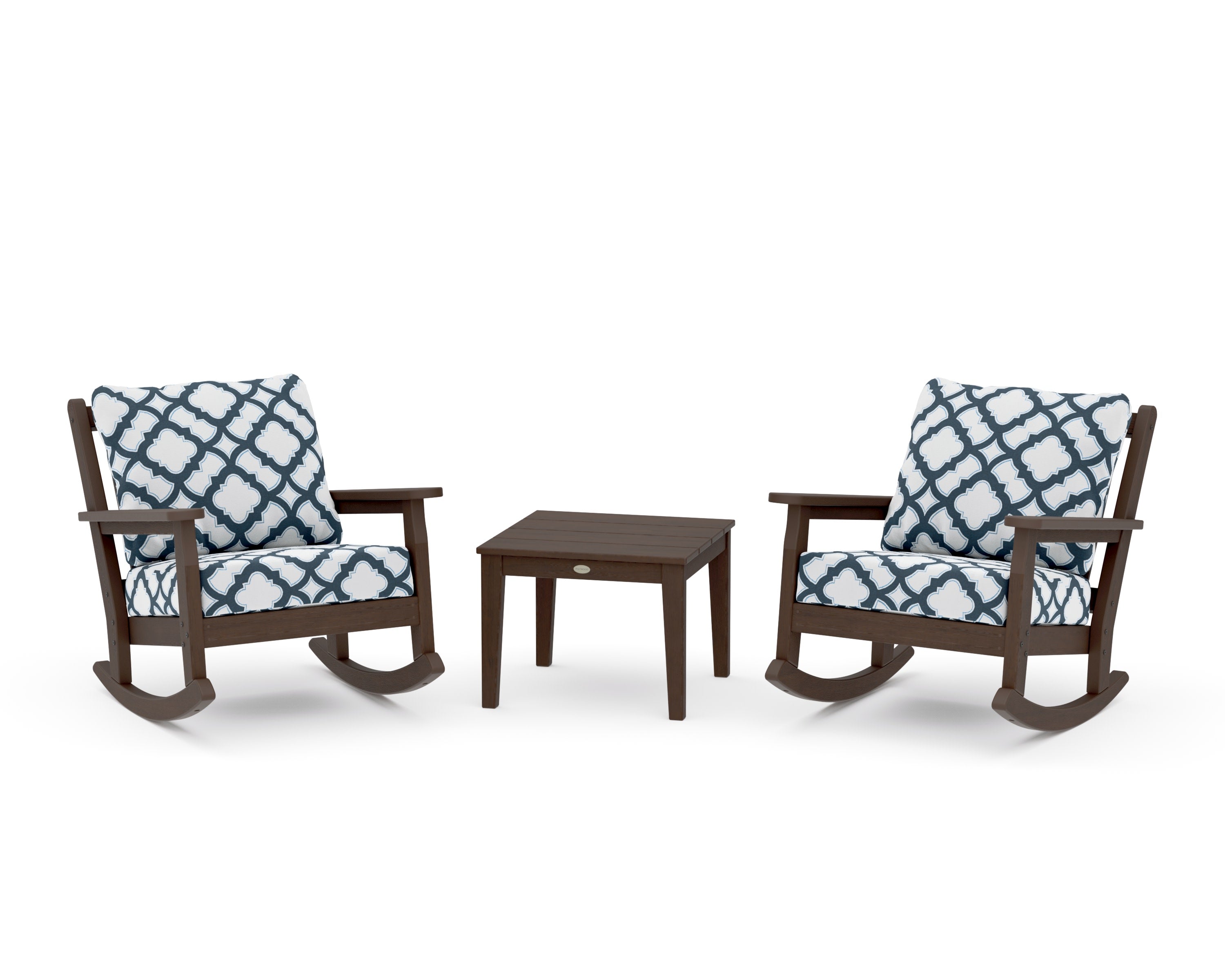 Chippendale 3-Piece Deep Seating Rocker Set in Kona / Trellis Marine Indigo