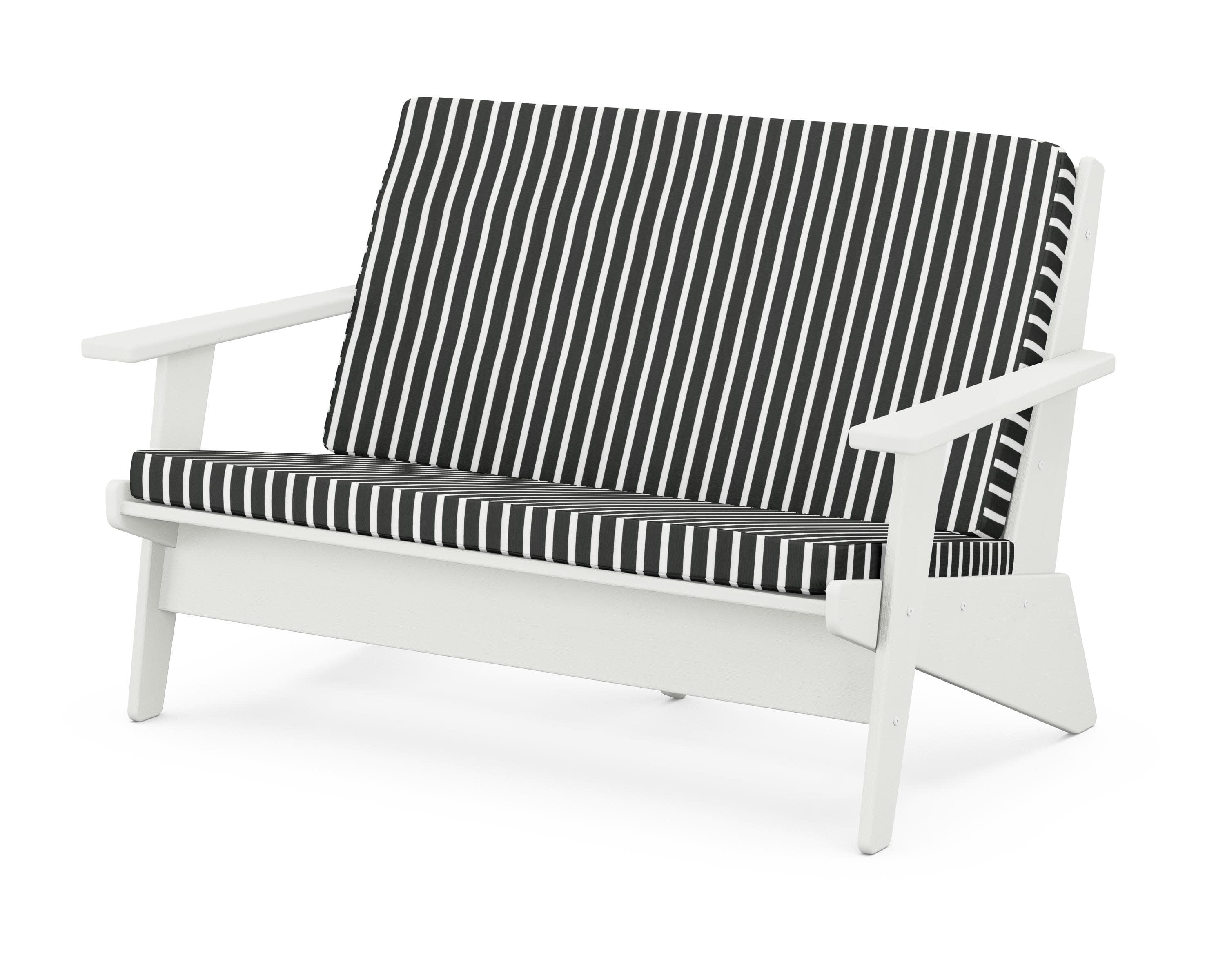 Riviera Modern Lounge Loveseat in Vintage White / Shore Classic
