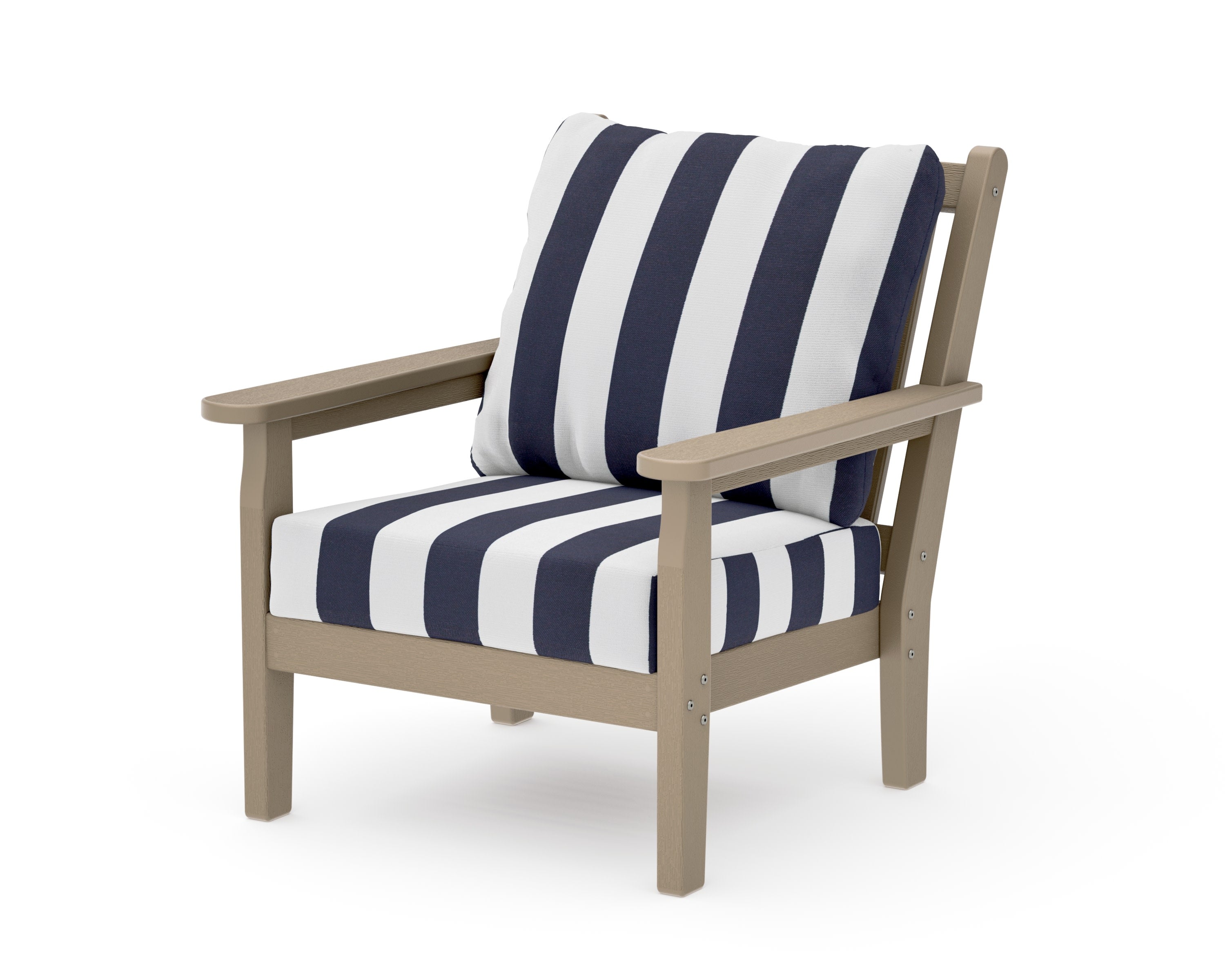Chippendale Deep Seating Chair in Vintage Sahara / Cabana Stripe Navy