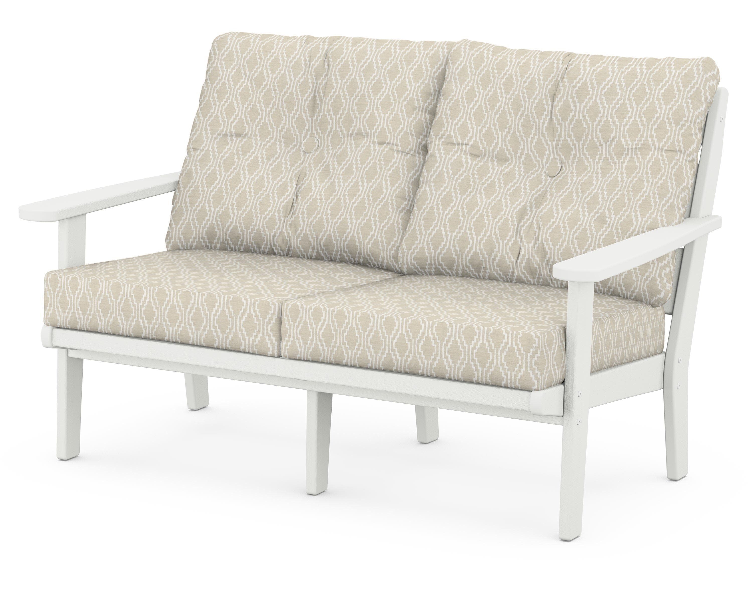 Lakeside Deep Seating Loveseat in Vintage White / Solve Linen