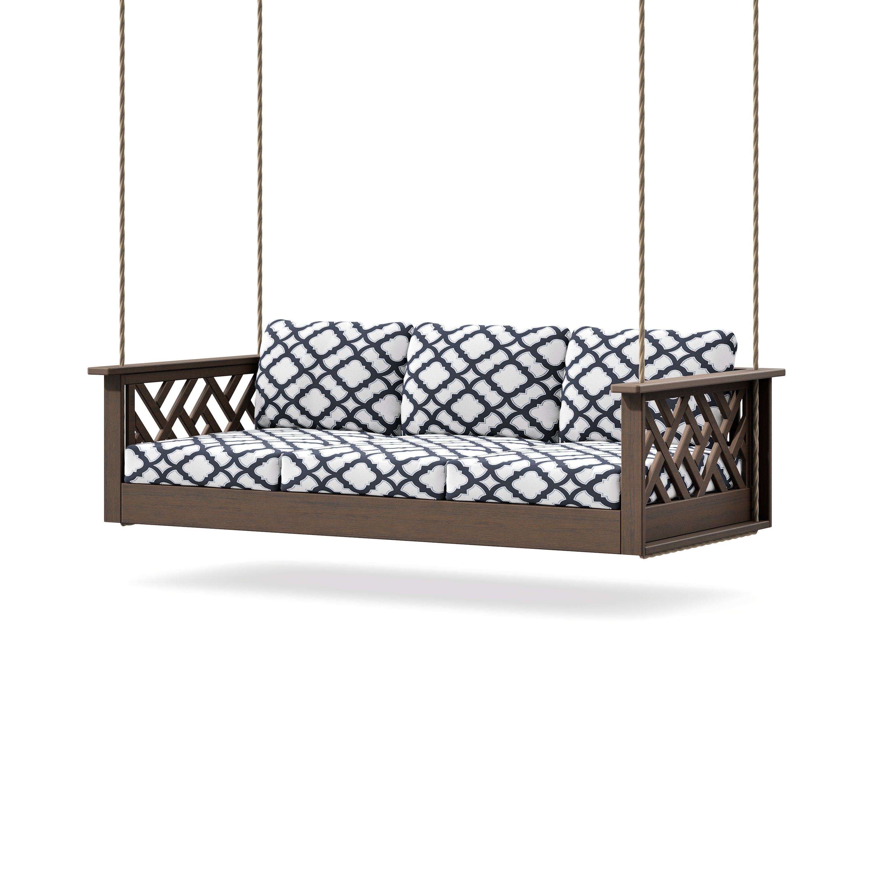 Chippendale Daybed Swing in Kona / Trellis Navy