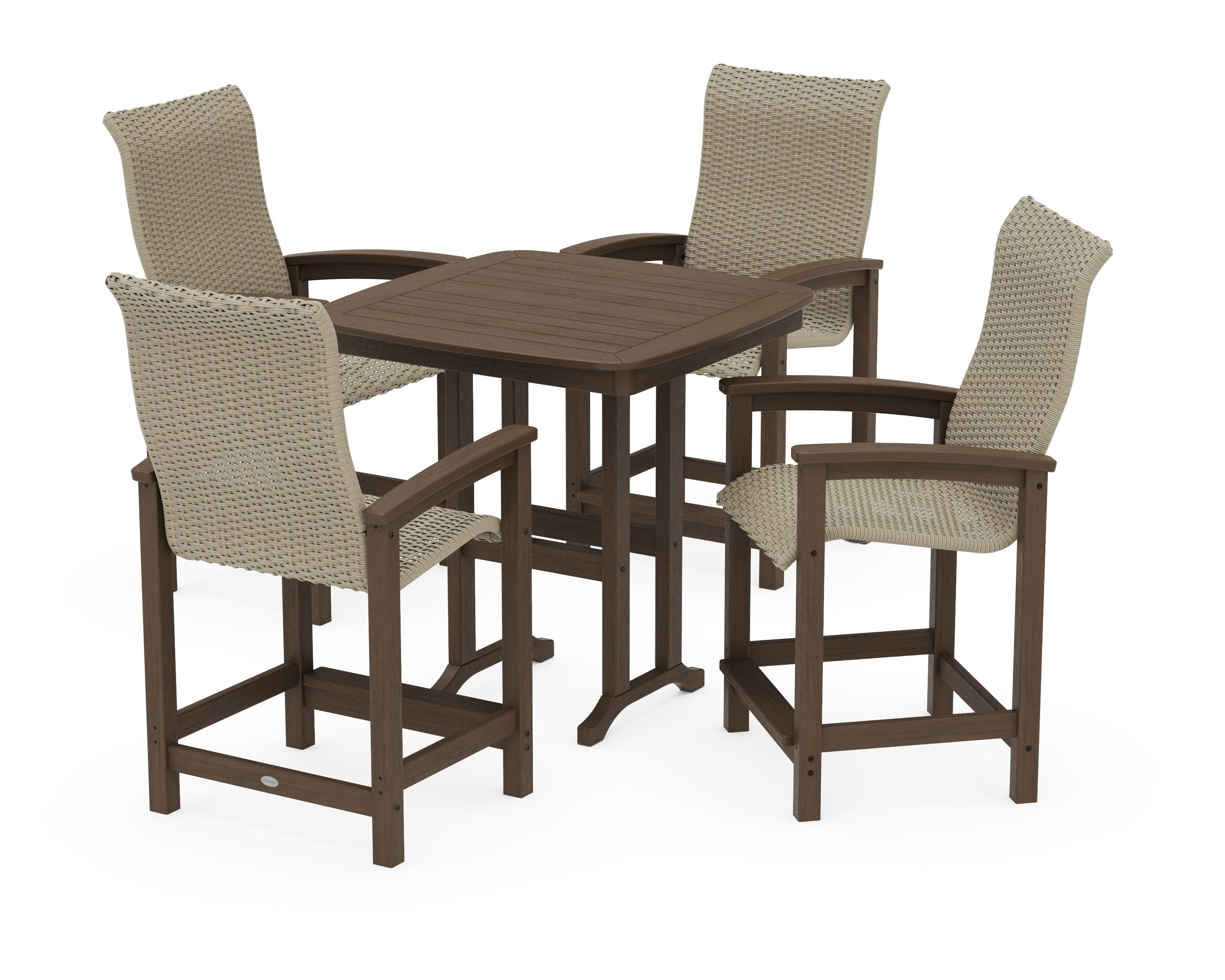 Coastal Woven High-Back 5-Piece Counter Set in Kona / Dune Grass